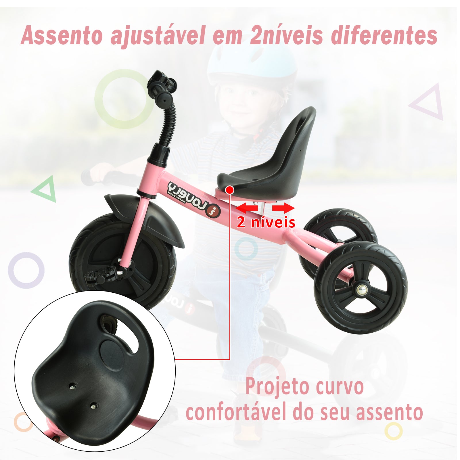Triciclo Infantil Rosa 79x50,5x58 cm - Diversão e Segurança para Crianças