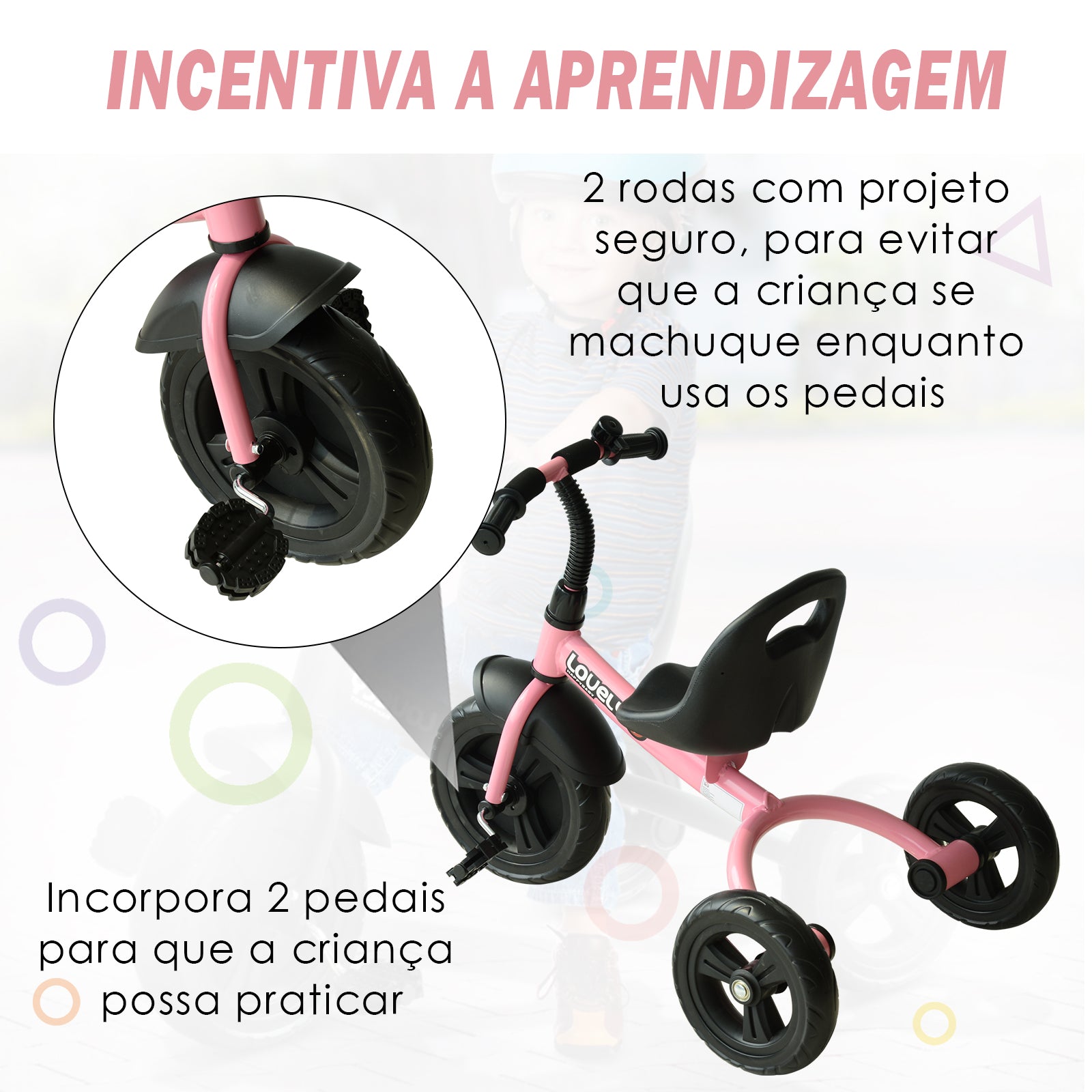 Triciclo Infantil Rosa 79x50,5x58 cm - Diversão e Segurança para Crianças
