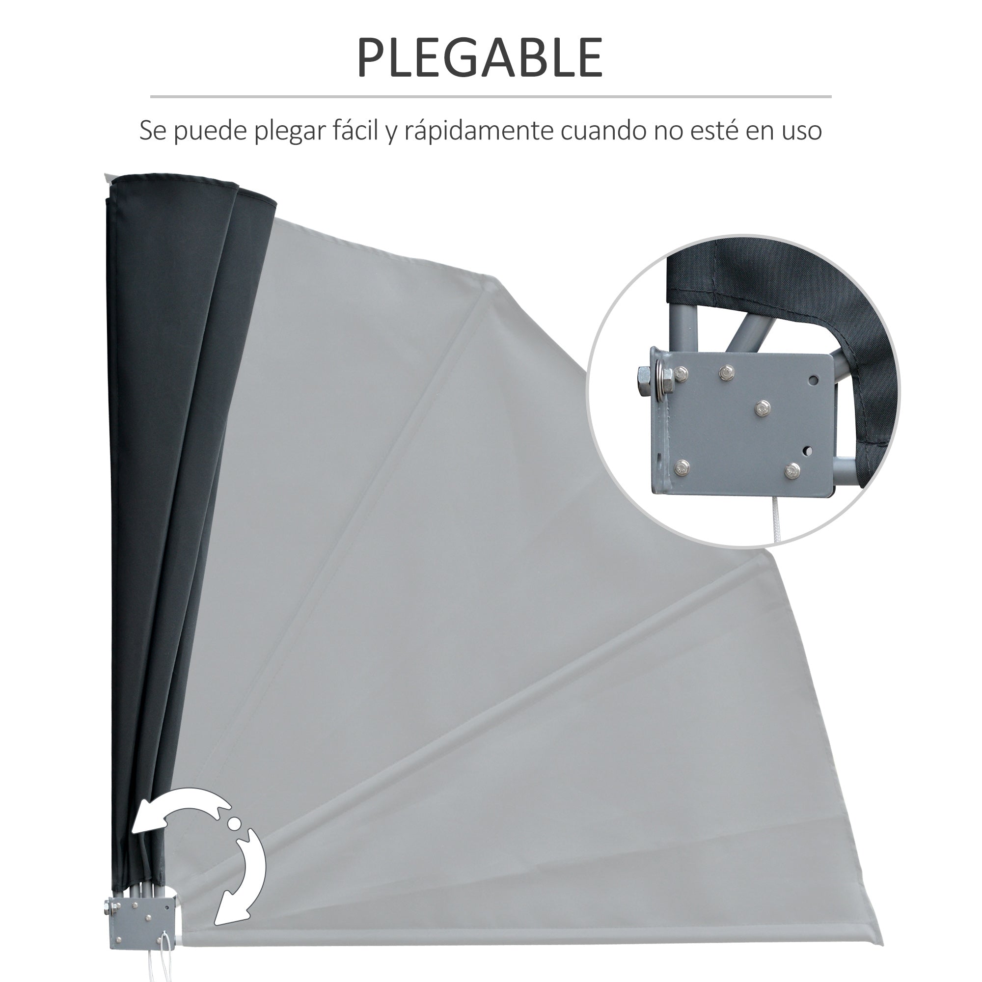 Toldo Lateral em Forma de Leque 120x10x120 cm - Cinza Escuro