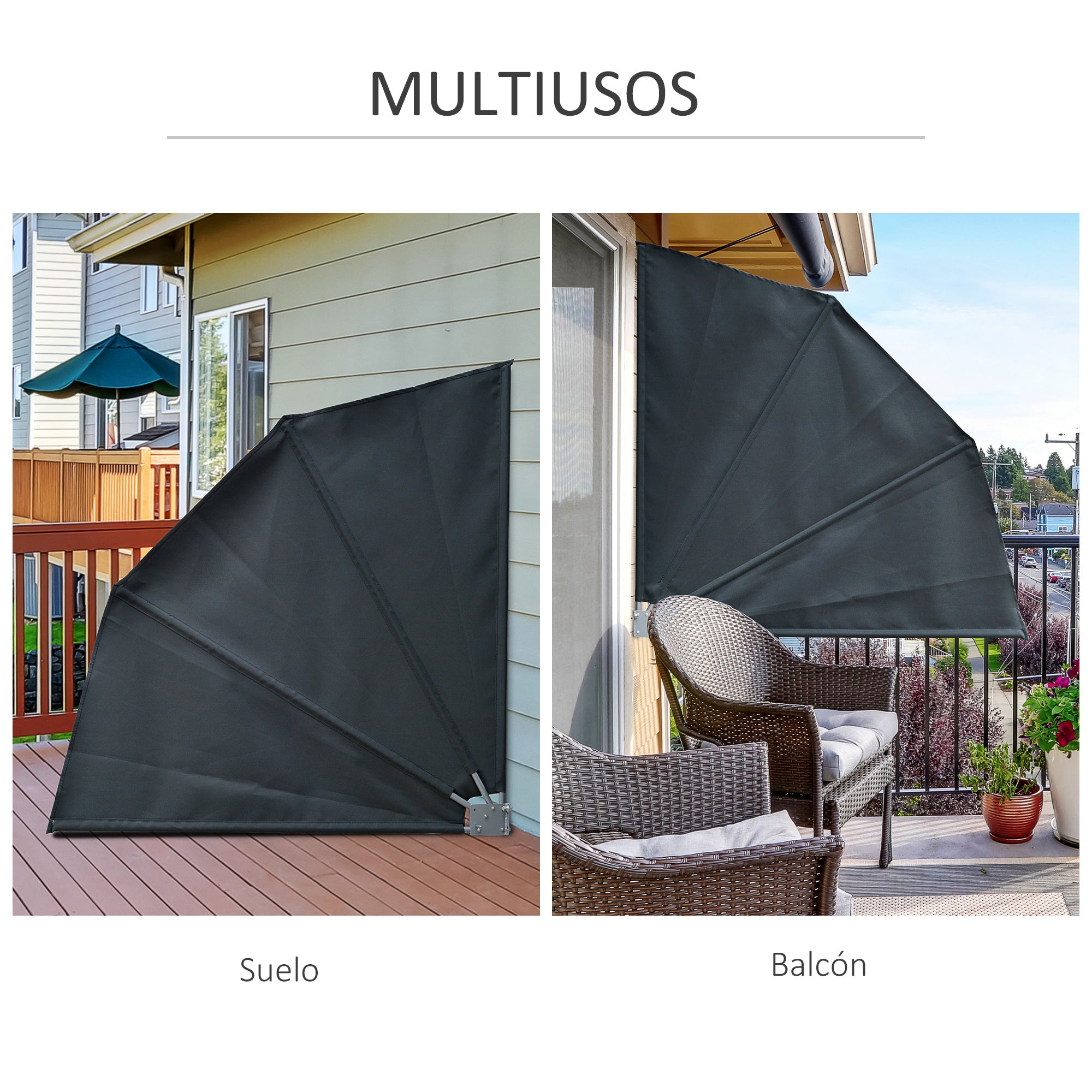 Toldo Lateral em Forma de Leque 120x10x120 cm - Cinza Escuro