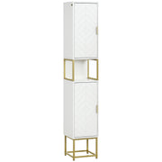 Móvel Auxiliar Casa de Banho 30x30x170,7 cm Branco e Dourado