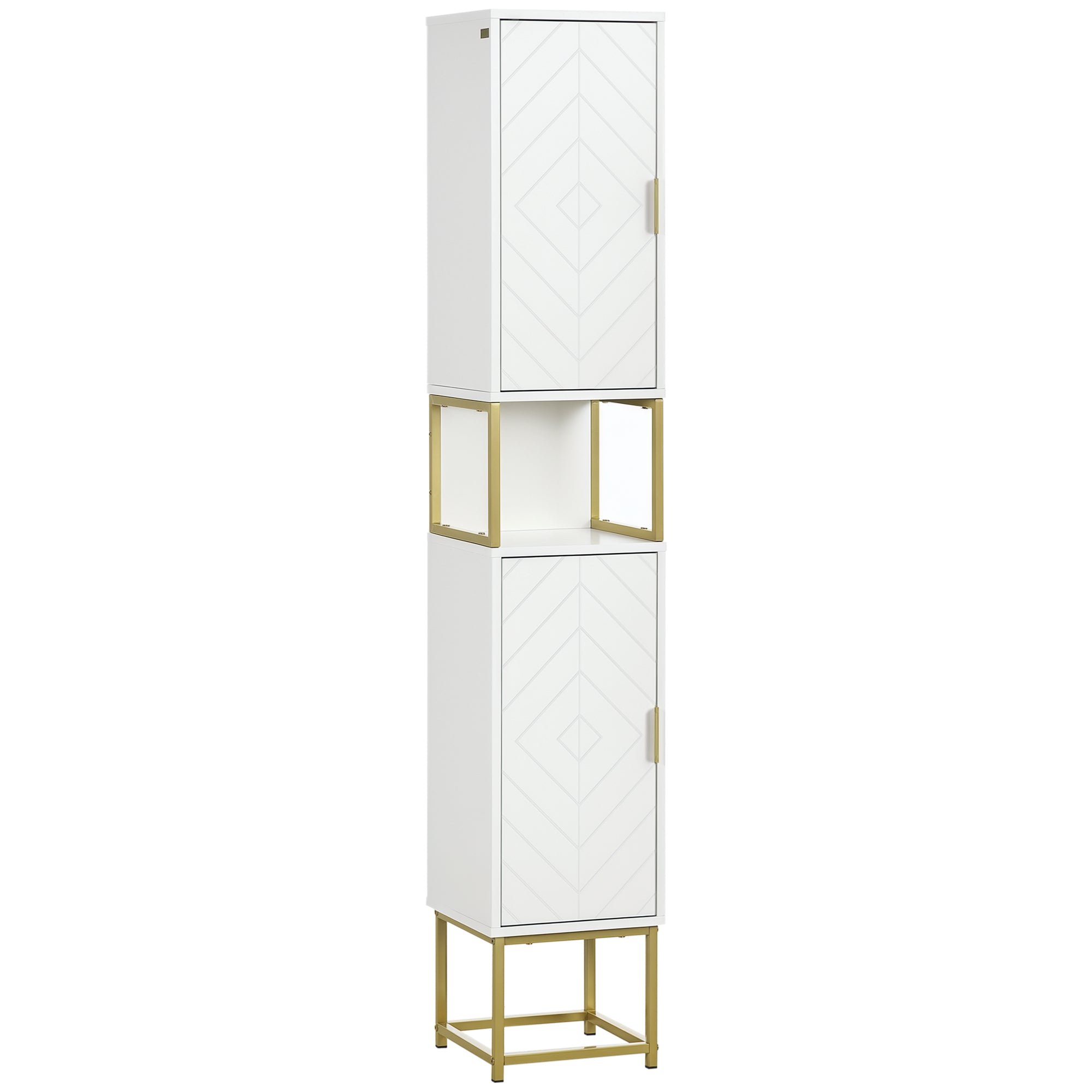 Móvel Auxiliar Casa de Banho 30x30x170,7 cm Branco e Dourado