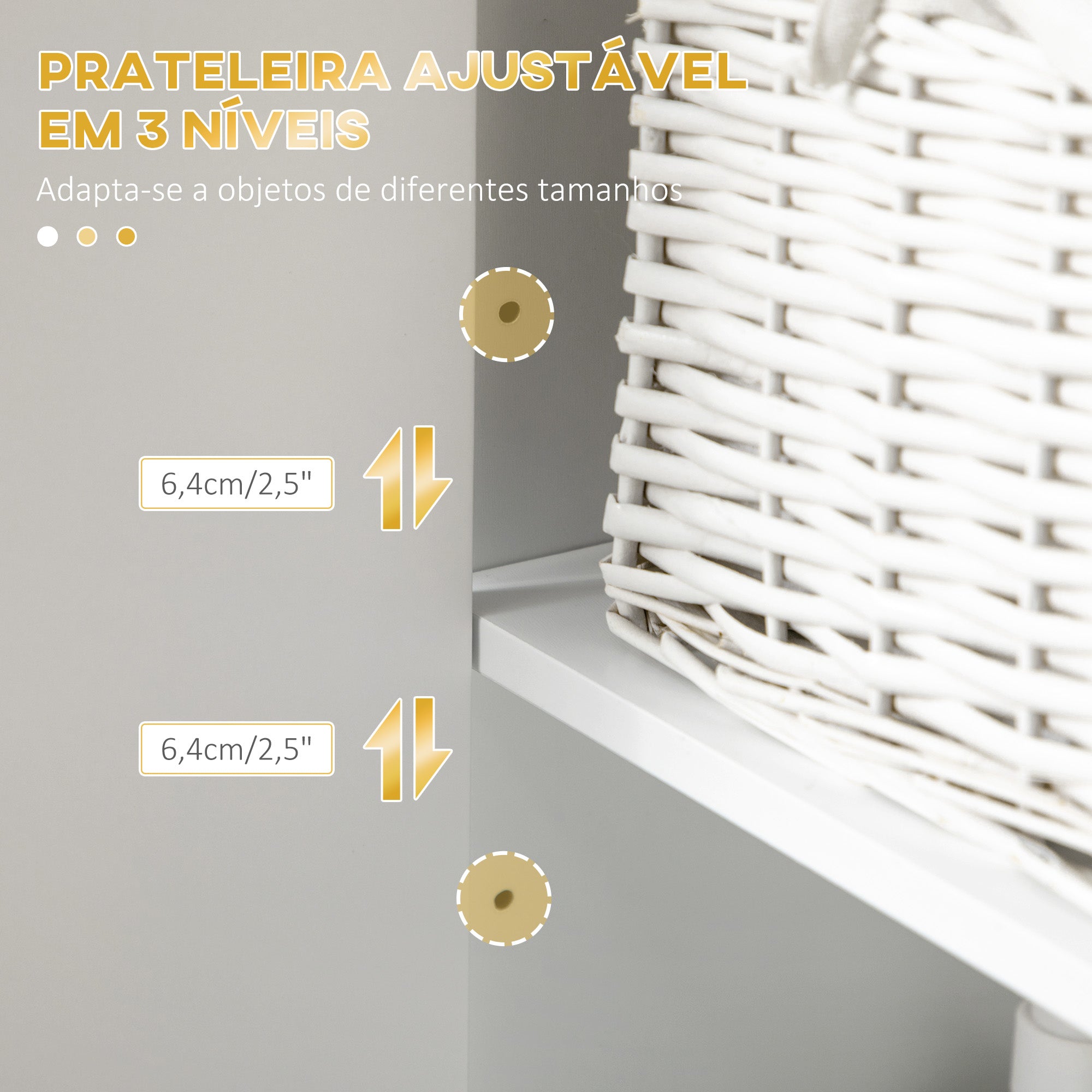 Móvel Auxiliar Casa de Banho 30x30x170,7 cm Branco e Dourado