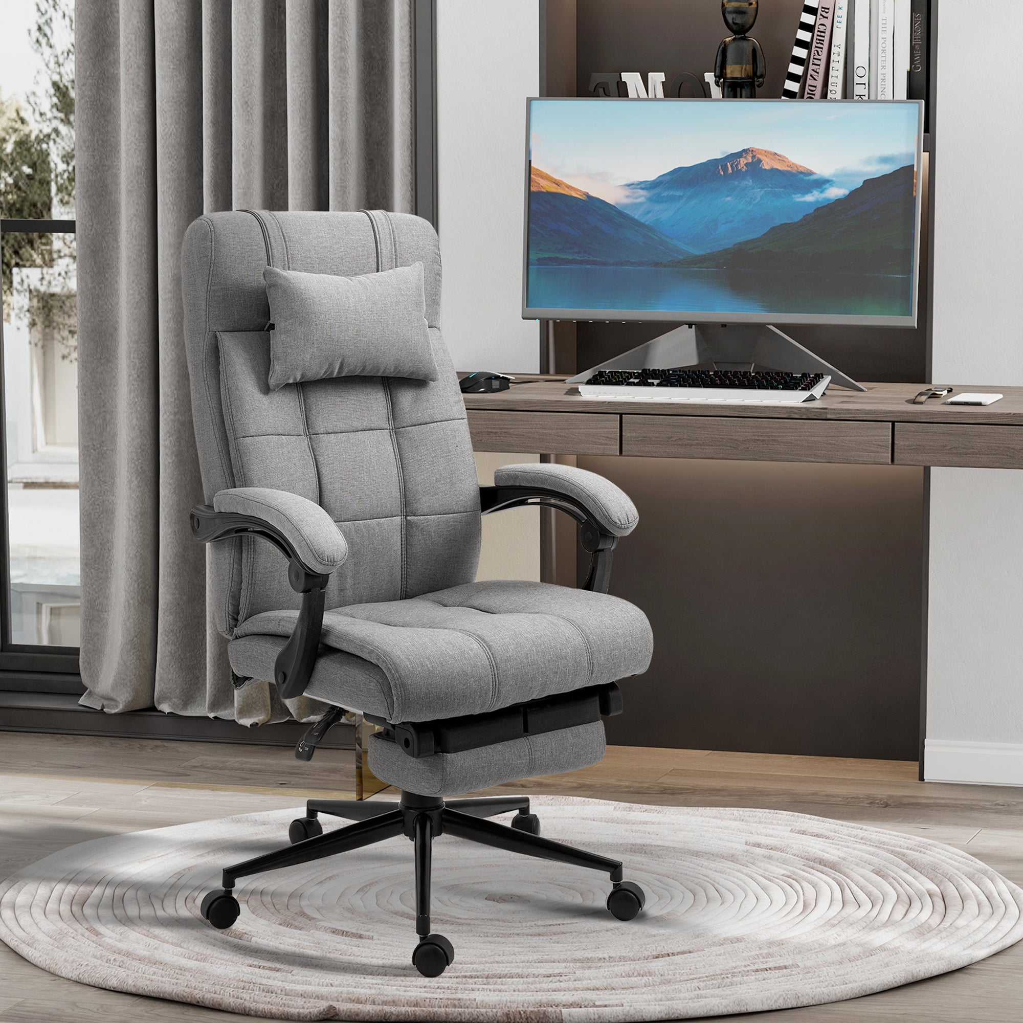 Cadeira de Escritório Reclinável em Cinza 66x76x116-124 cm