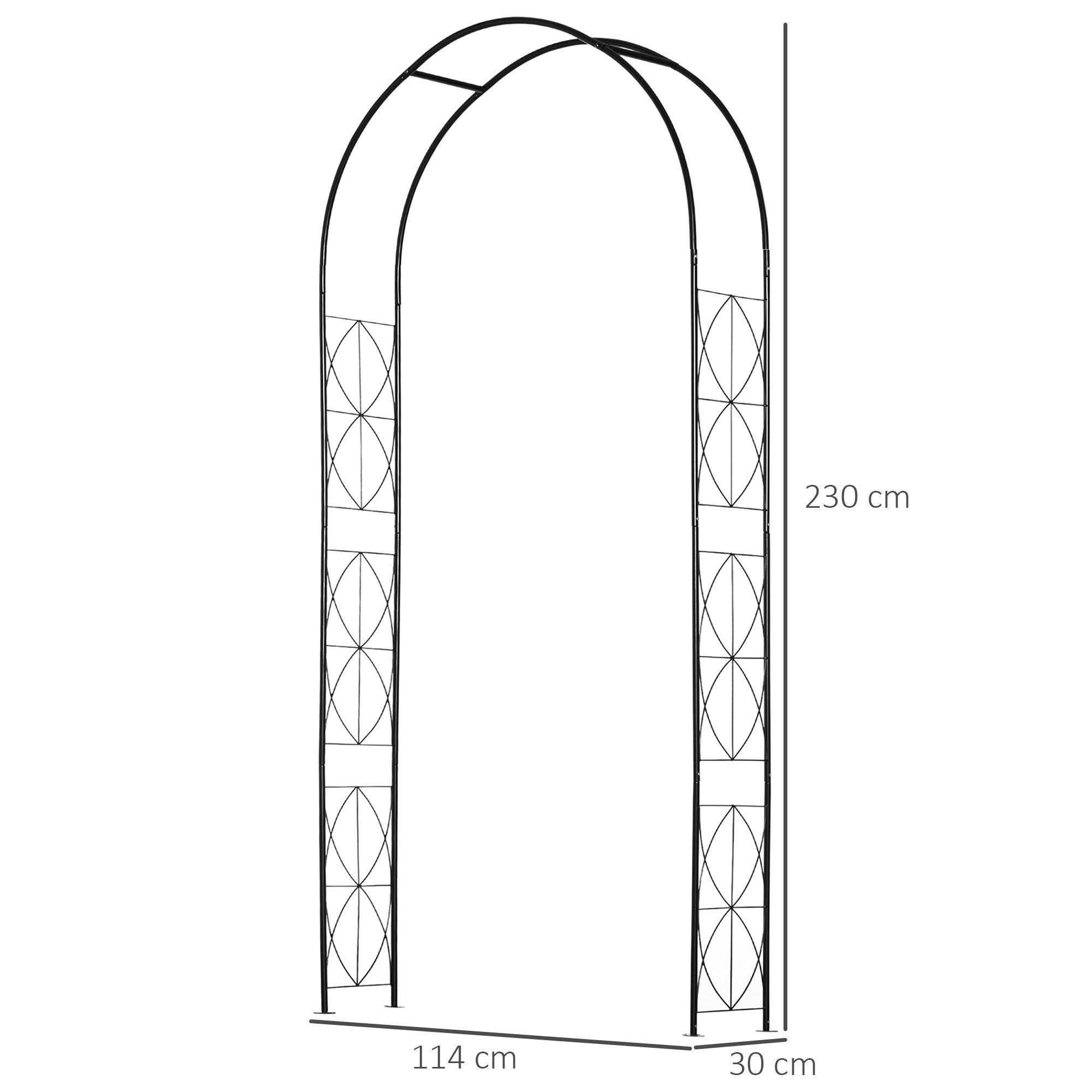 Arco de Jardim Decorativo Metal Treliça para Plantas 114x30x230 cm Preto