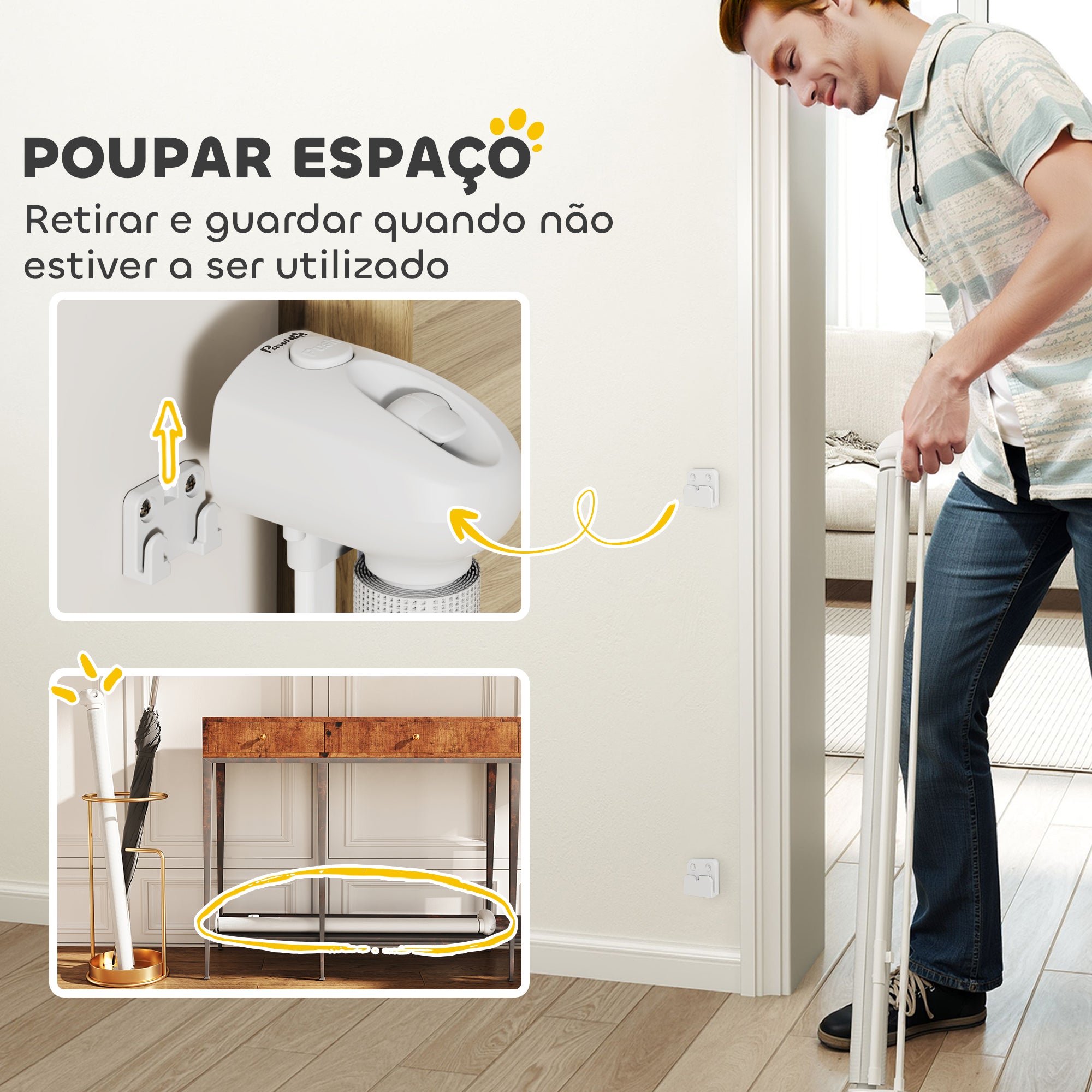 Barreira para Cães Retrátil Branca 149x10x87,5 cm