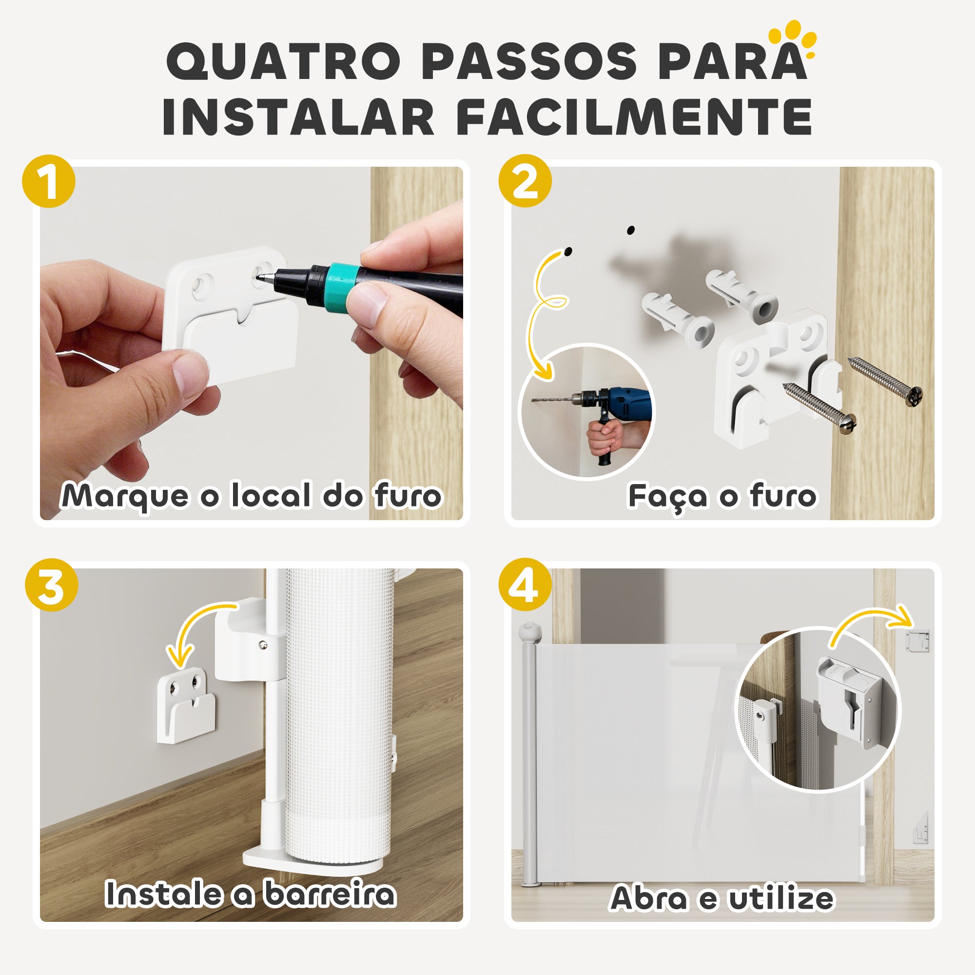 Barreira para Cães Retrátil Branca 149x10x87,5 cm
