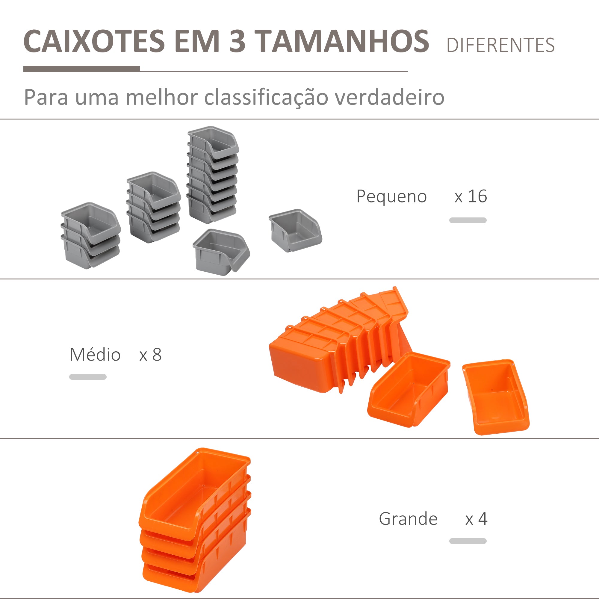 Organizador de Ferramentas com 28 Caixas Empilháveis e Ganchos - 95,5x22,5x53,5 cm - Laranja