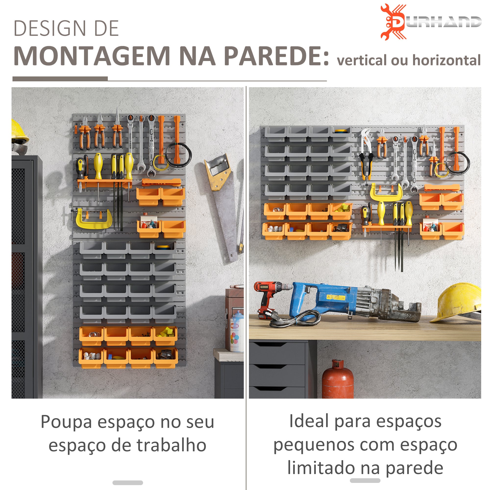 Organizador de Ferramentas com 28 Caixas Empilháveis e Ganchos - 95,5x22,5x53,5 cm - Laranja