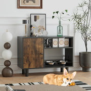 Gabinete de Alimentos para Cães – 2 Tigelas Elevadas de Aço Inoxidável – Castanho