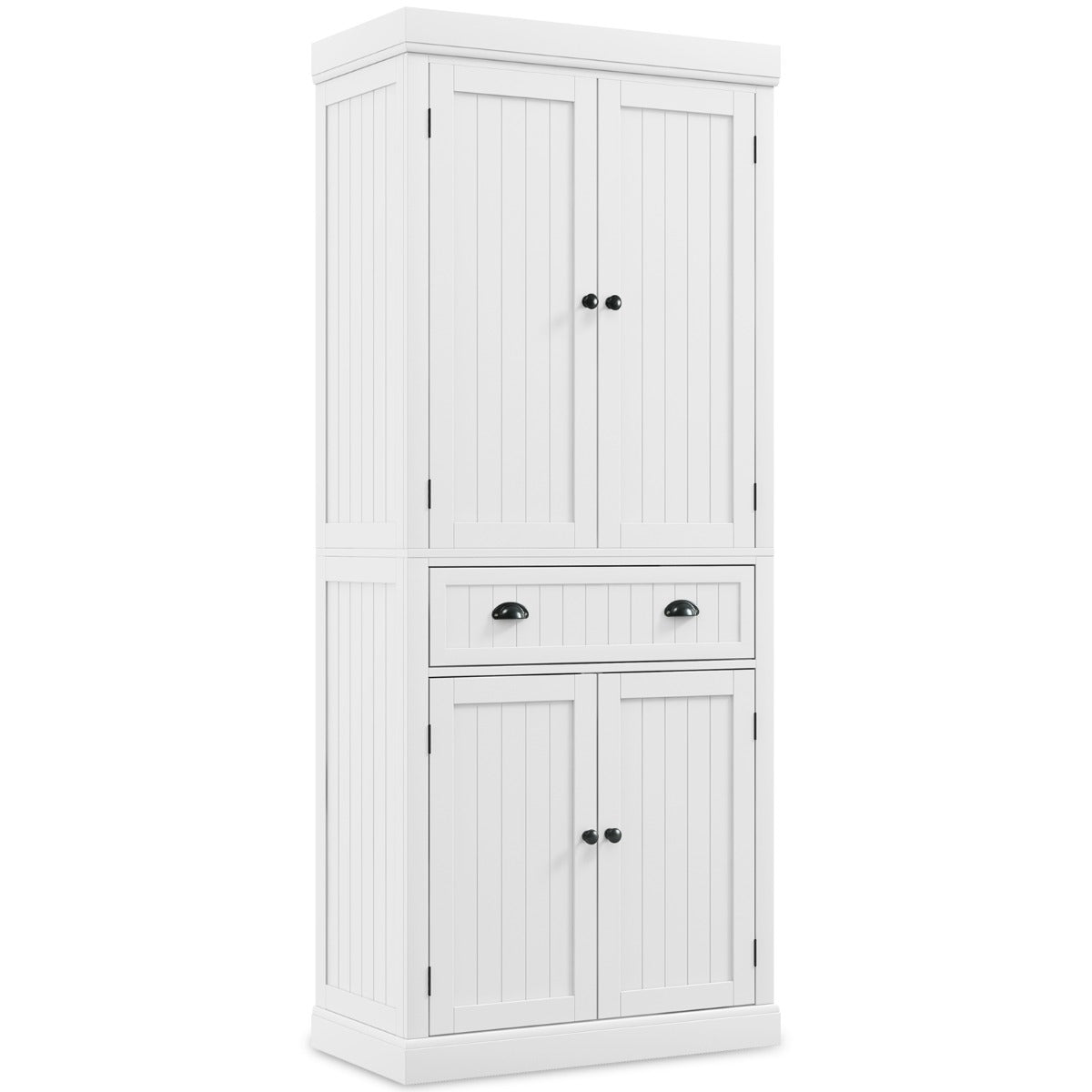 Armário Independente com Prateleiras Ajustáveis, Gavetas de 2 Portas e Gaveta para Sala de Estar, Sala de Jantar e Corredor 76 x 40 x 183 cm Branco