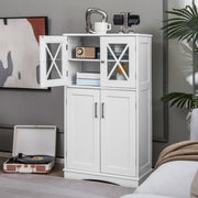 Armário de Casa de Banho Gabinete Independente em Madeira com 2 Portas e 3 Prateleiras Ajustáveis Móvel Auxiliar de Casa de Banho 60 x 30 x 108 cm Branco