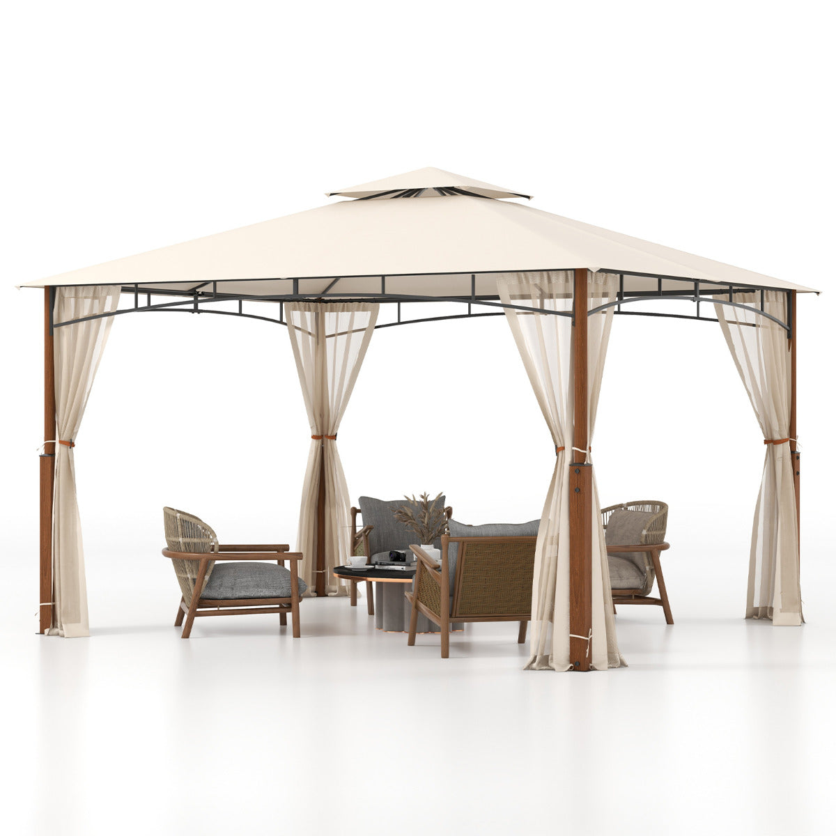 Gazebo de Metal – 360 x 300 x 228 cm – Bege