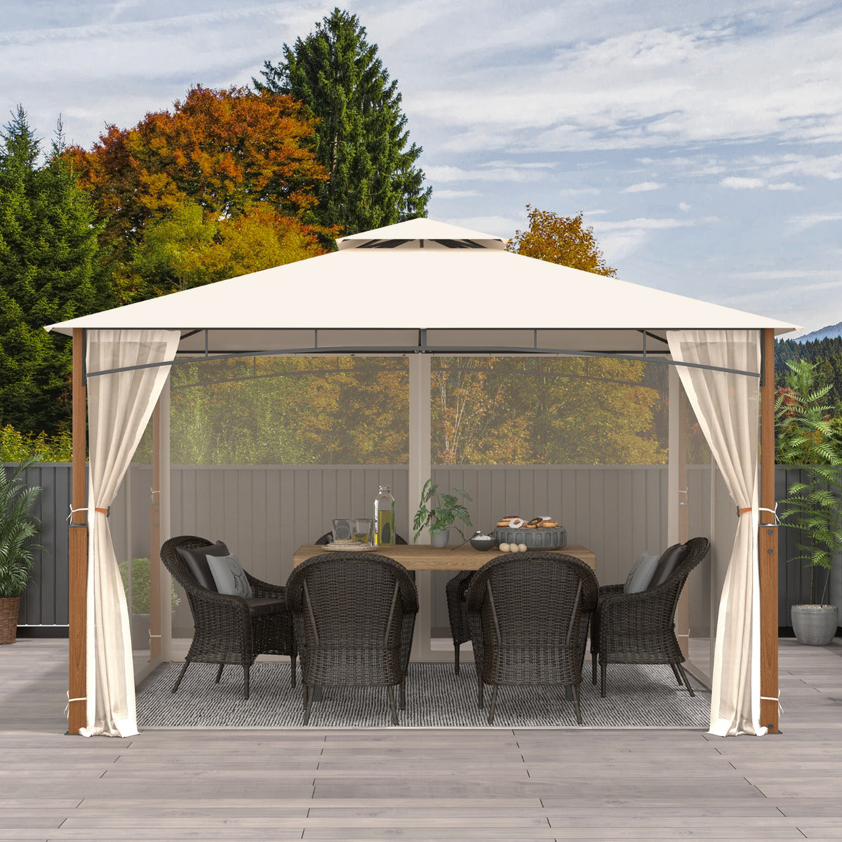 Gazebo de Metal – 360 x 300 x 228 cm – Bege