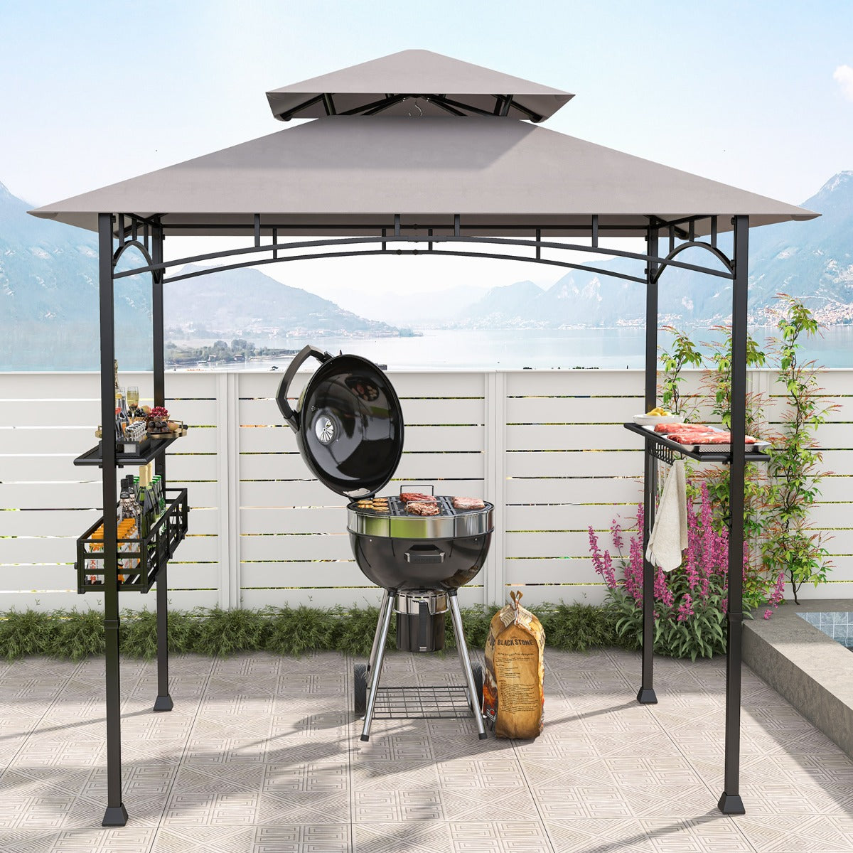 Gazebo – 242 x 153 x 250 cm – Cinza – Metal