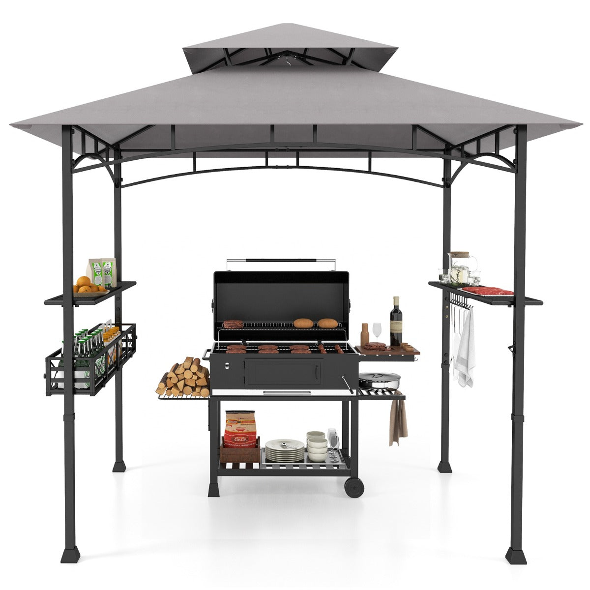 Gazebo – 242 x 153 x 250 cm – Cinza – Metal