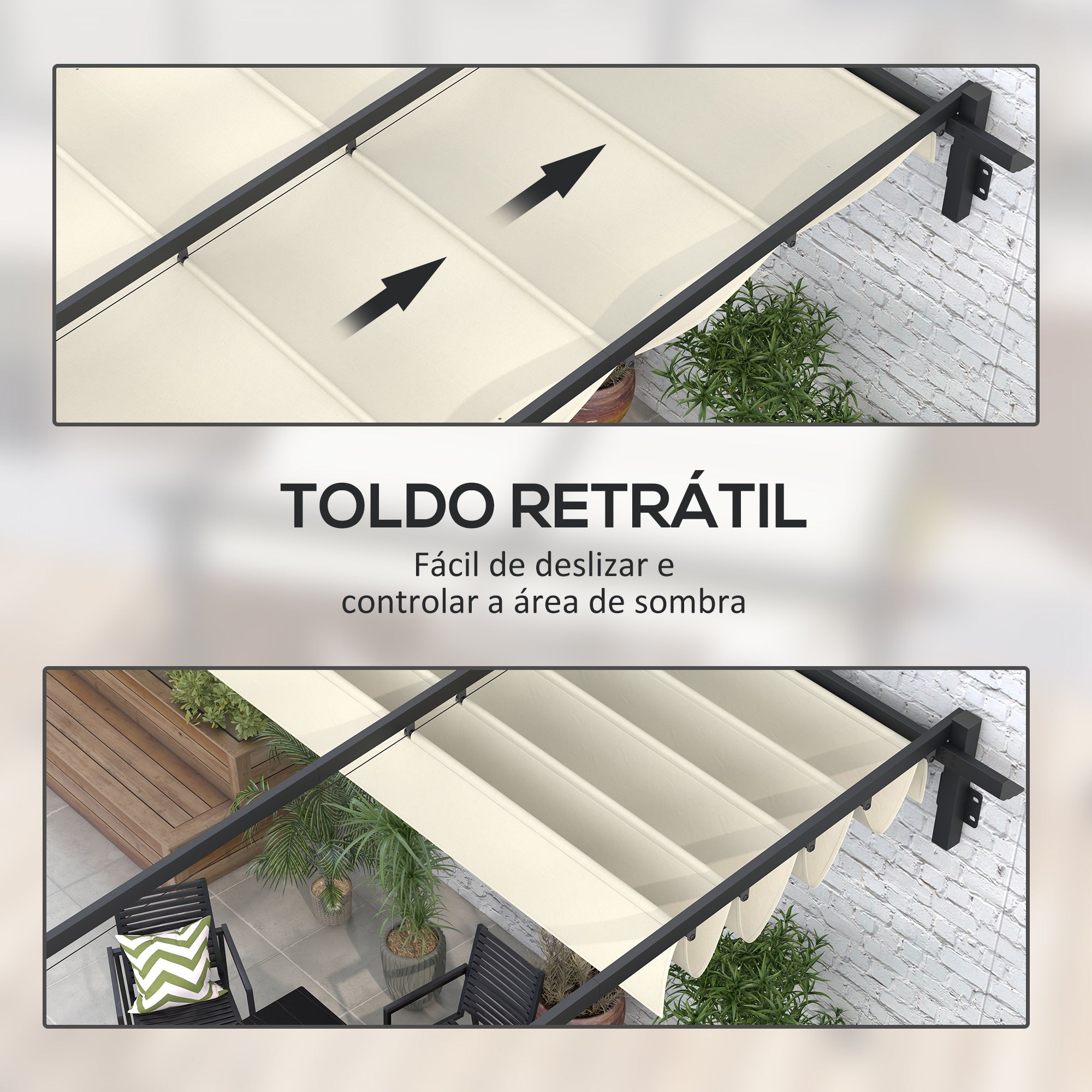 Pérgola de Jardim 3x3 m – Creme Branco – Aço