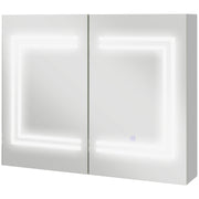Armário Casa de Banho com Espelho LED 80x15x65 cm Branco de Alto Brilho