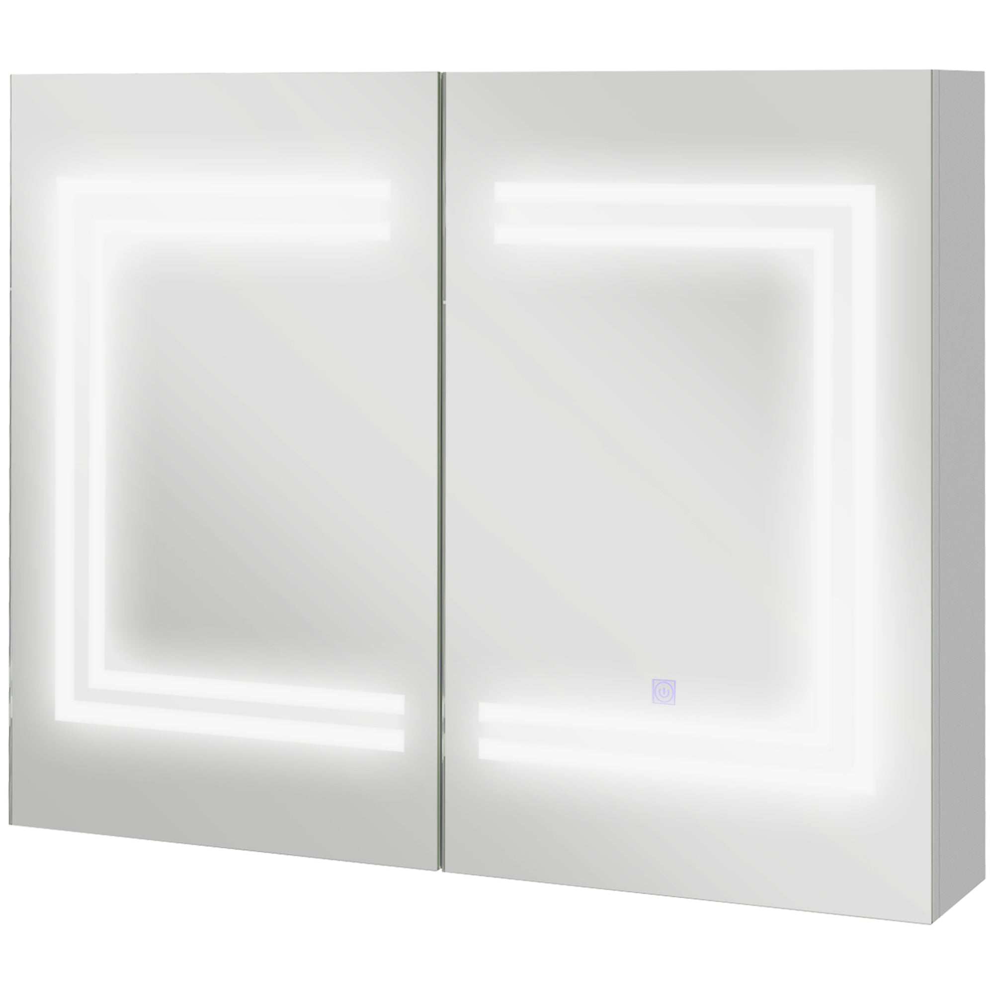 Armário Casa de Banho com Espelho LED 80x15x65 cm Branco de Alto Brilho