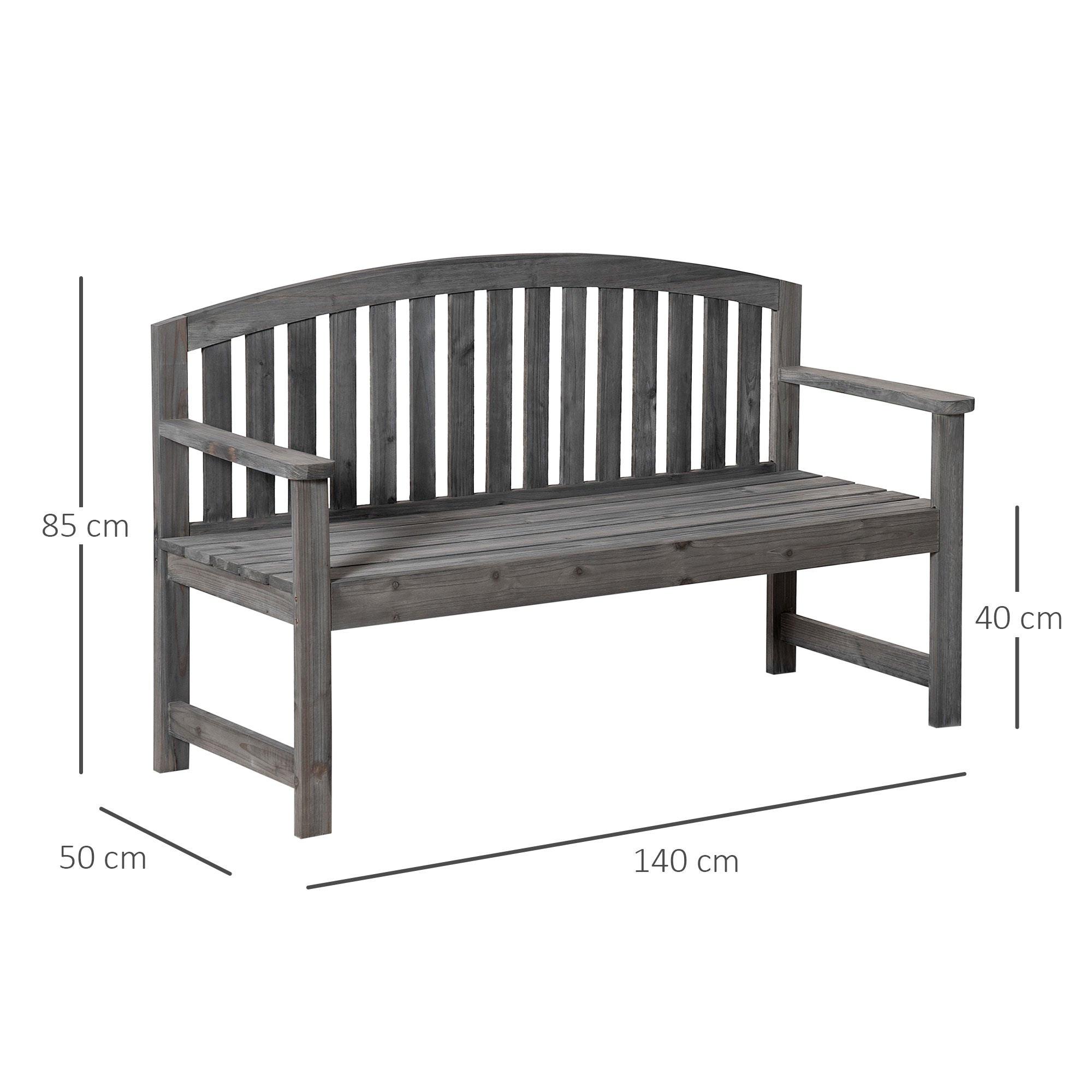 Banco de Jardim 3 Lugares Cinzento 140x50x85 cm - Madeira de Abeto