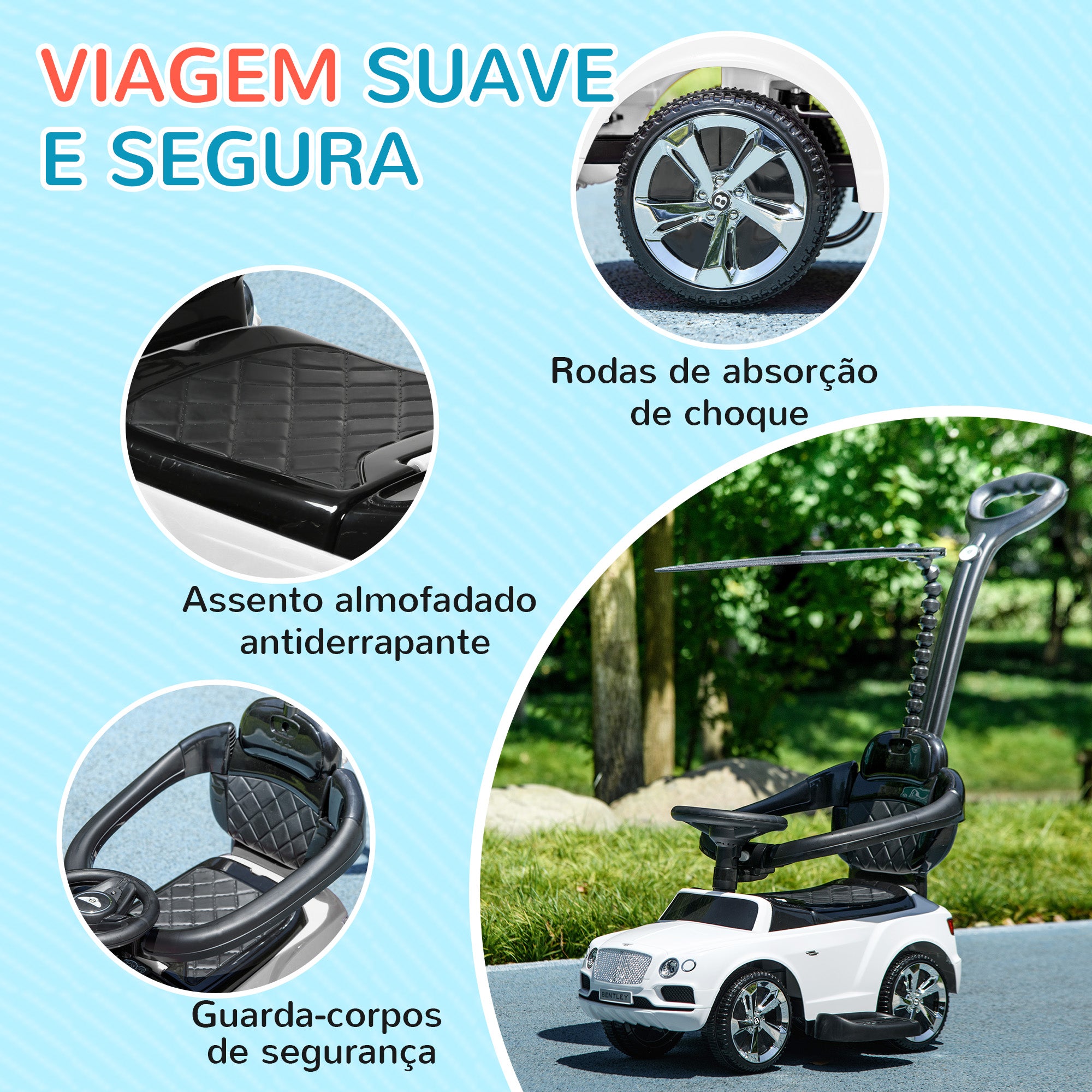 Carro Andador 3 em 1 Branco 90x49x95 cm