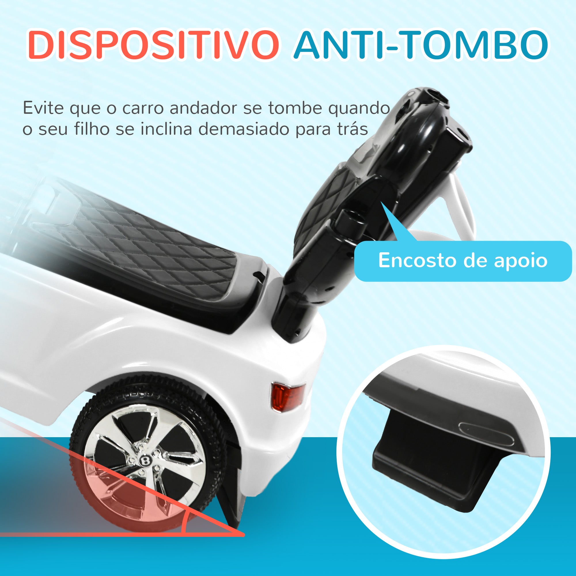 Carro Andador 3 em 1 Branco 90x49x95 cm