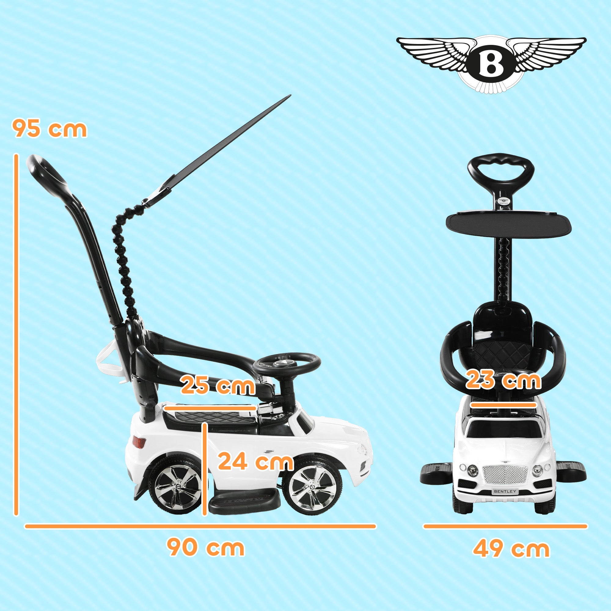 Carro Andador 3 em 1 Branco 90x49x95 cm