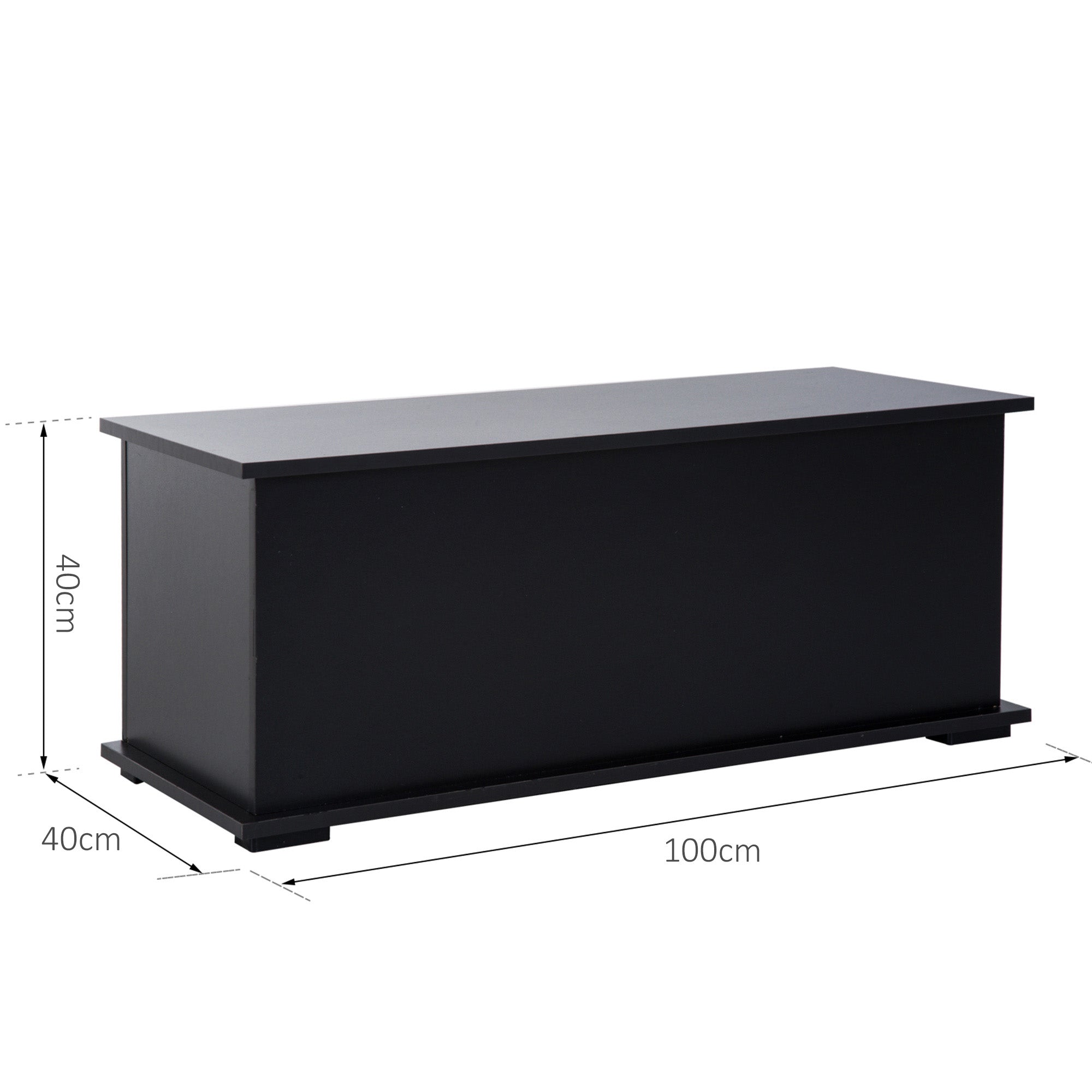 Baú de Armazenamento de Madeira - 100x40x40 cm - Cor Preto