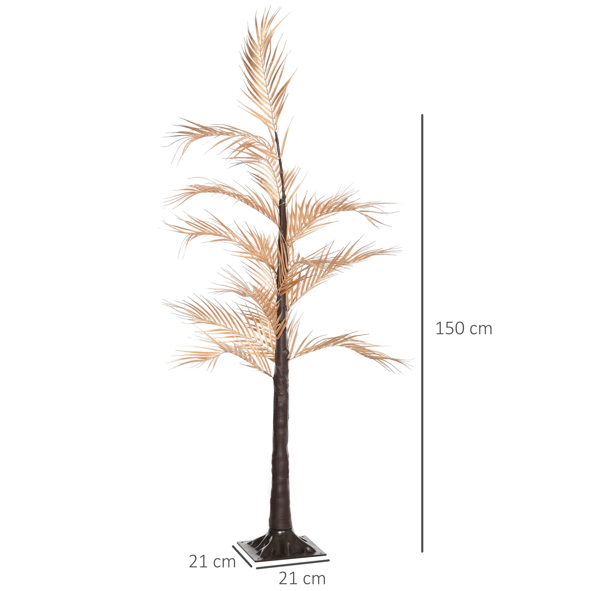 Árvore Palmeira Sintética – 21x21x150 cm – Dourado e Marrom – Plástico