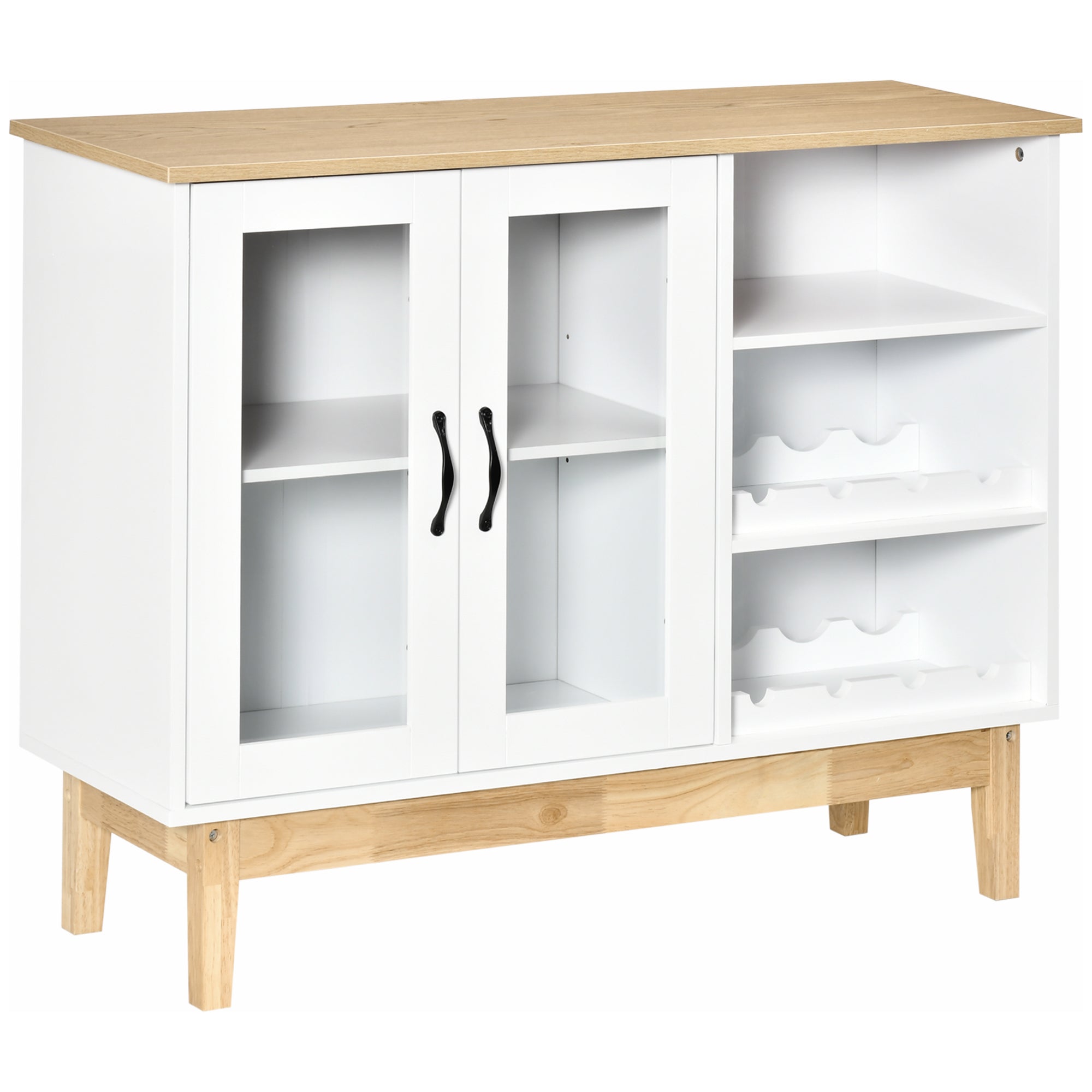 Aparador de Cozinha com Suporte para 8 Garrafas de Vinho 103x34x80cm Branco