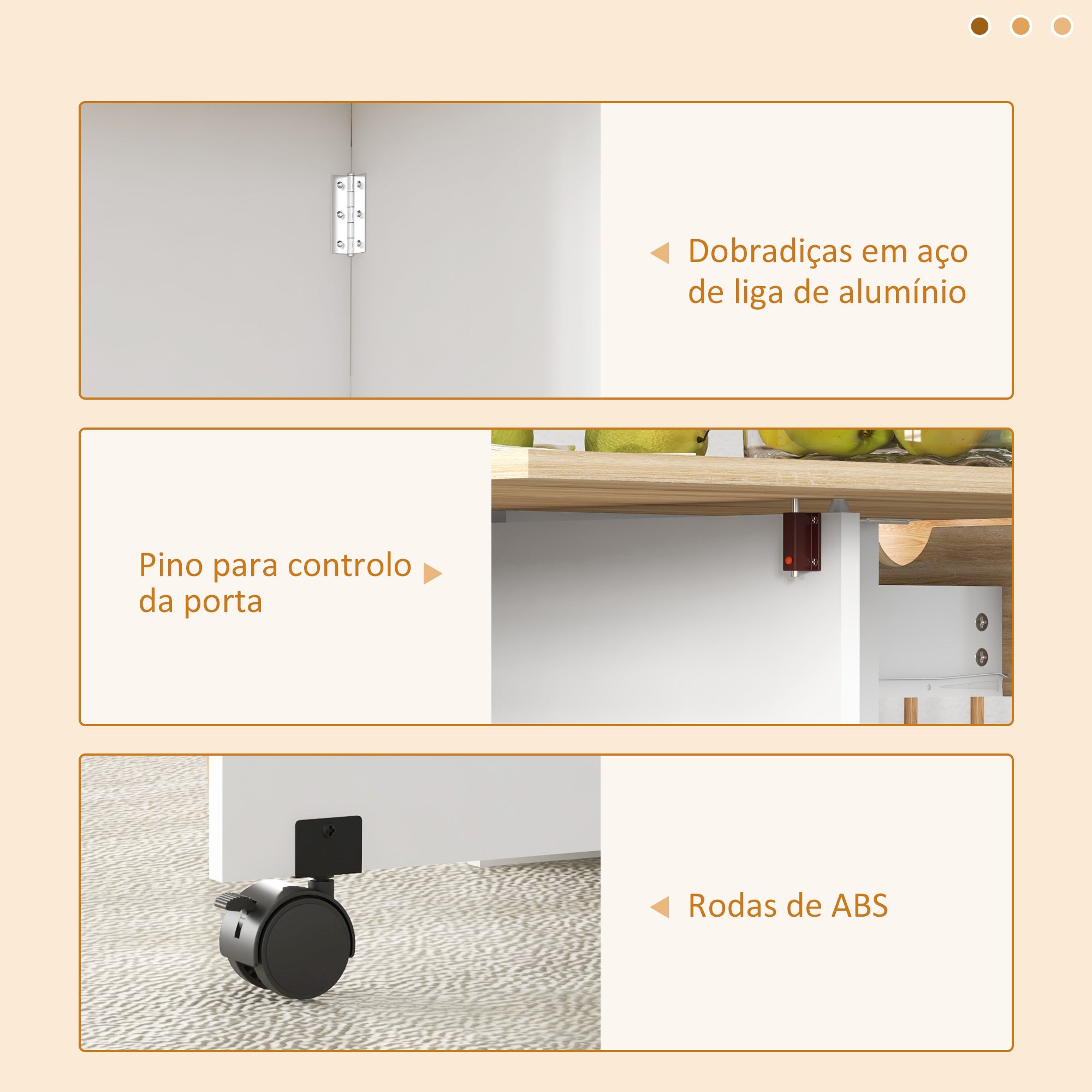 Mesa de Cozinha Dobrável – 120x72x75 cm – Carvalho e Branco – Melamina