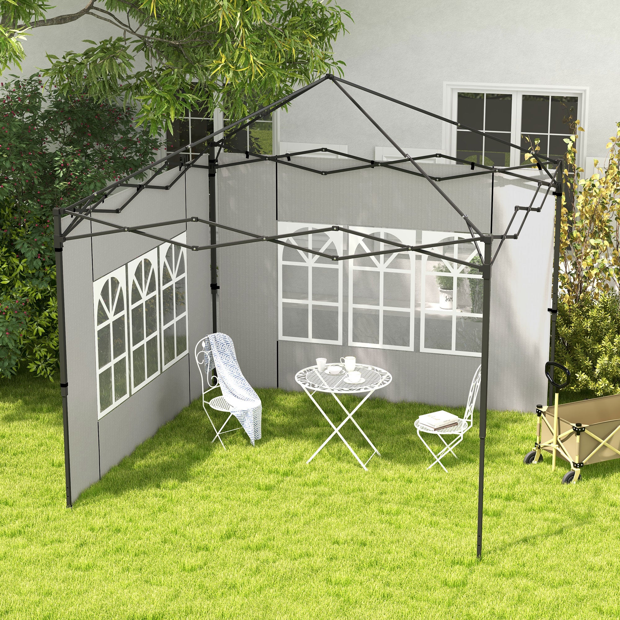 Conjunto de 2 Paredes Laterais para Tendas 3x3m e 3x6m - Branco 293x193cm