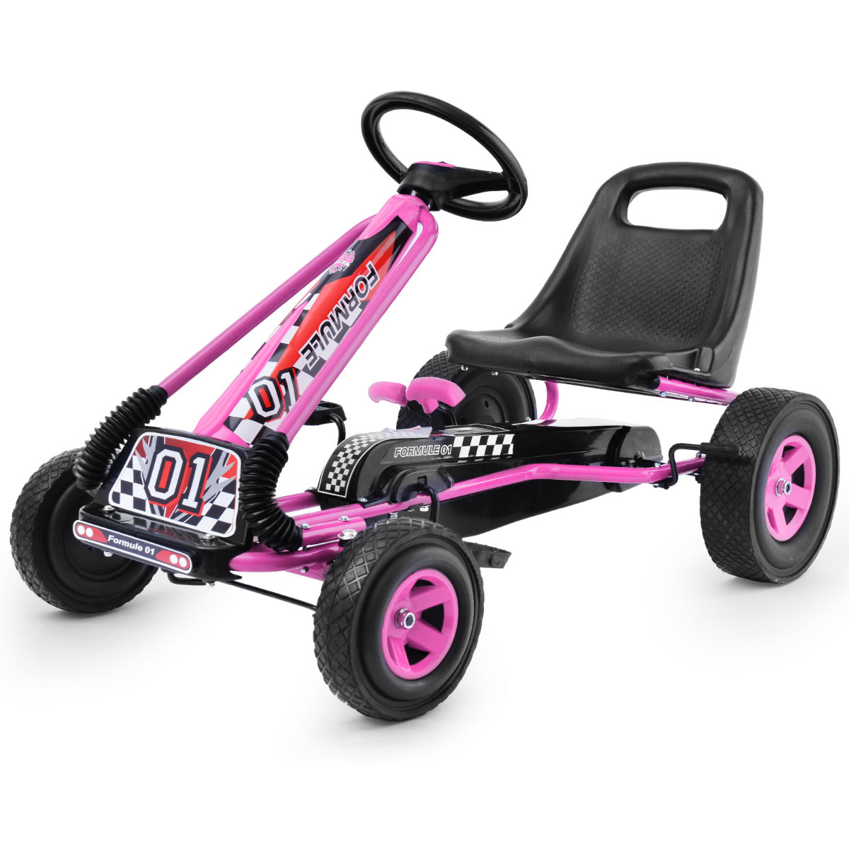 Karting para Crianças – 98 x 59 x 61 cm – Rosa – Plástico
