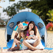 Tenda de Praia Pop Up Carpa Automática Dobrável UPF 50+ para Atividades ao Ar Livre Azul 220 x 159 x 115 cm