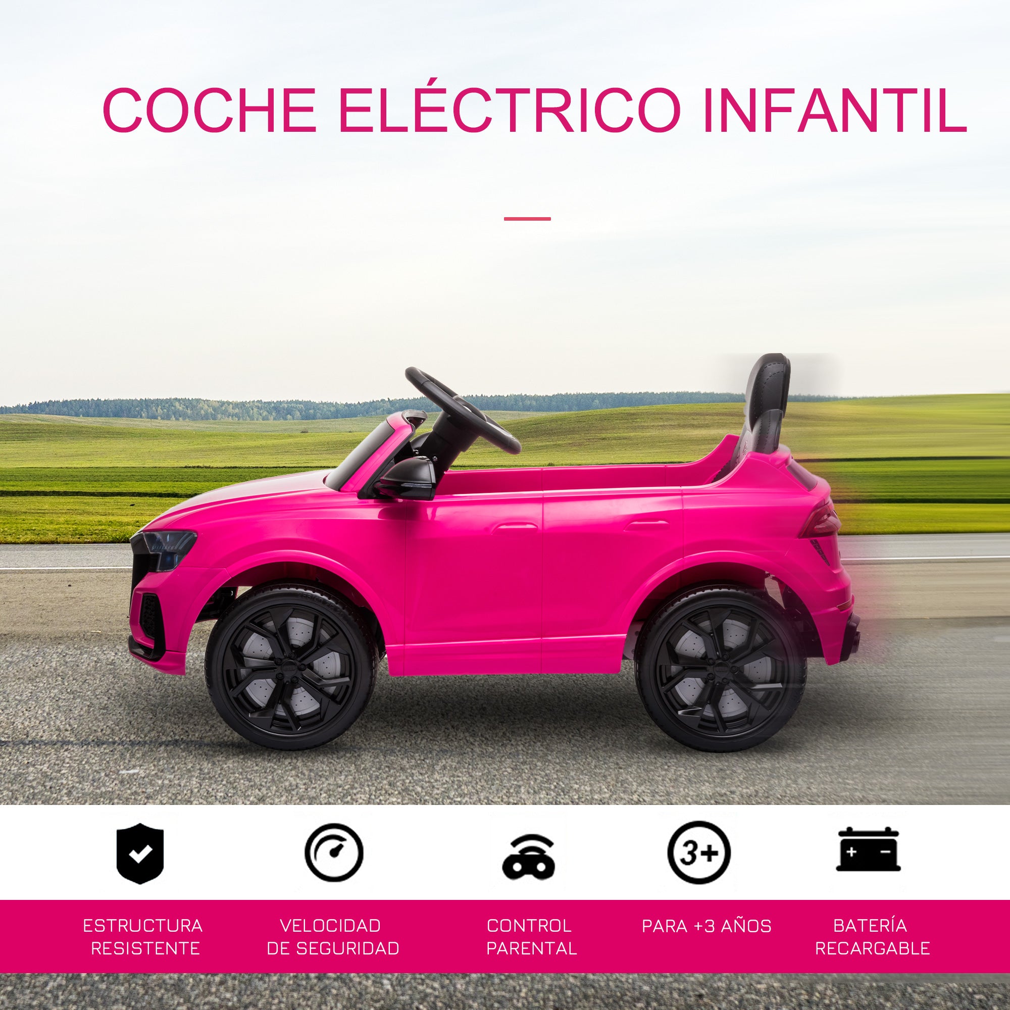 Carro Elétrico Infantil Licença Audi RS Q8 101x62x51cm - Rosa