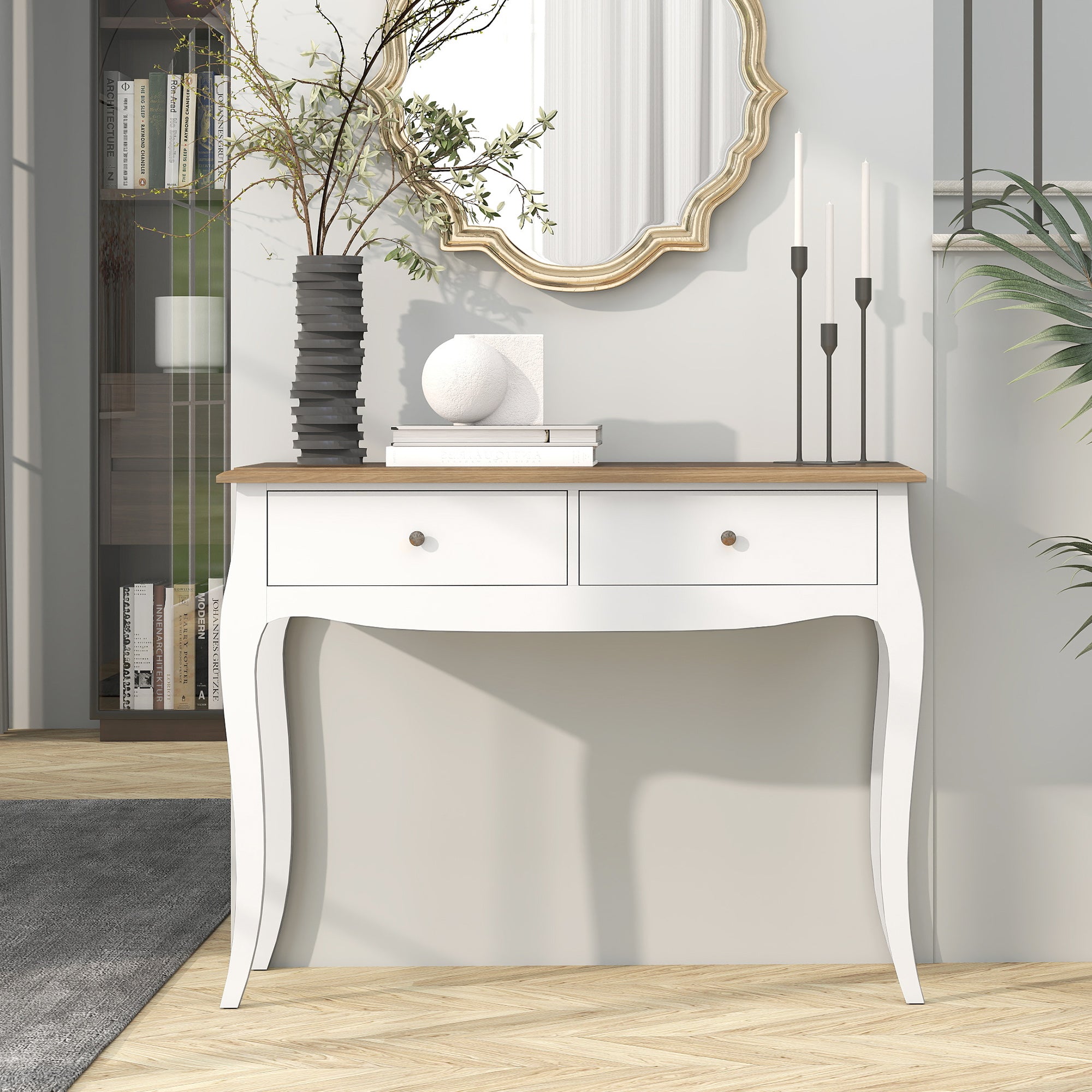 Mesa Consola de Entrada Estilo Francês 100x35x76,5 cm - Branco