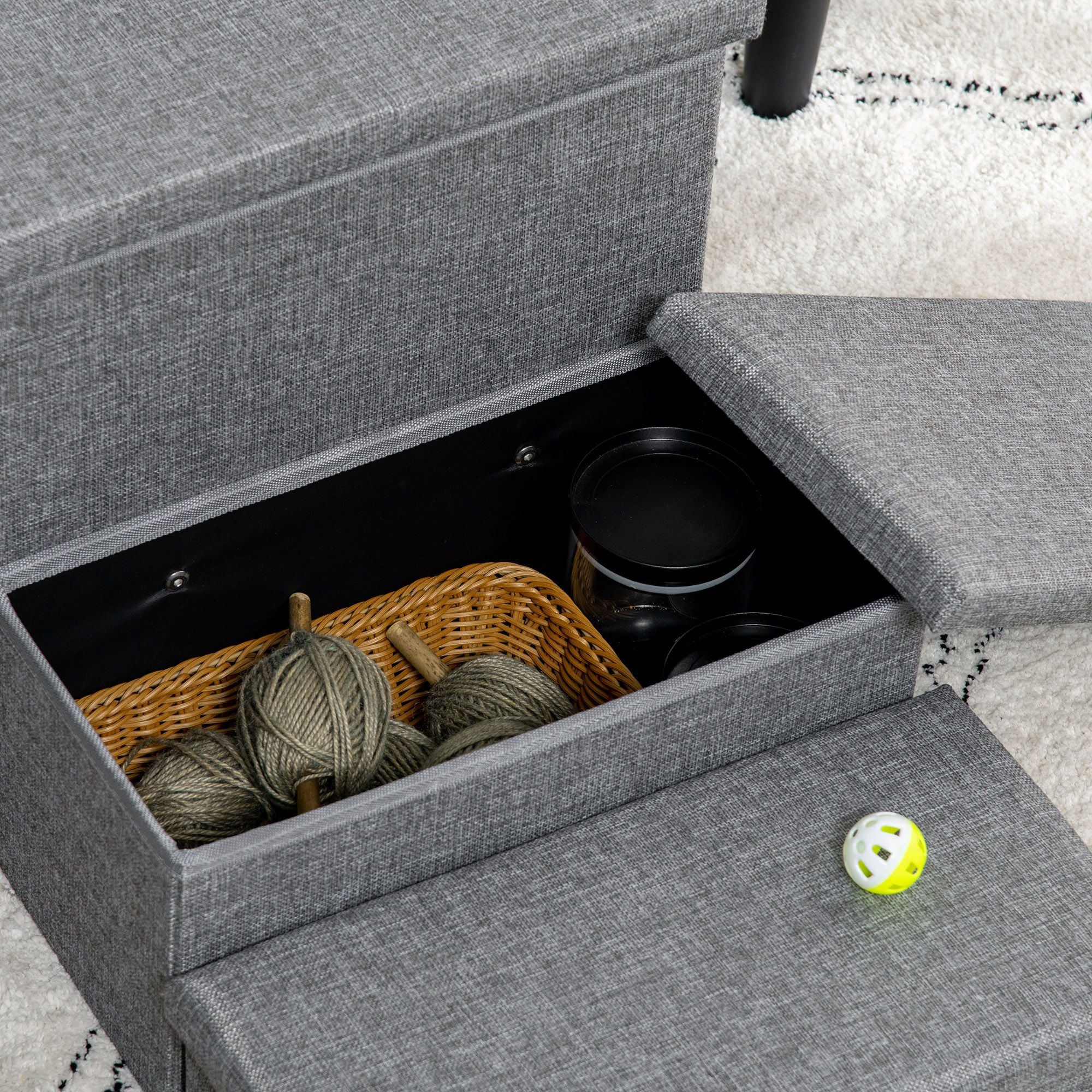 Escada para Animais de Estimação com 3 Degraus 63,5x42,5x40,5 cm Cinza