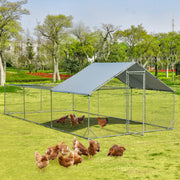 Gran Jaula Metálica para Aves de Corral com Cobertura Resistente à Água e ao Sol 600 x 300 x 195 cm