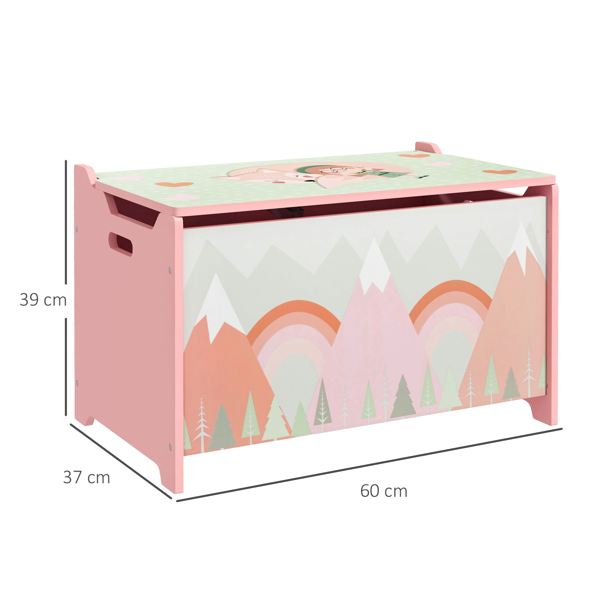Baú de Brinquedos Organizador Infantil Rosa 60x37x39 cm