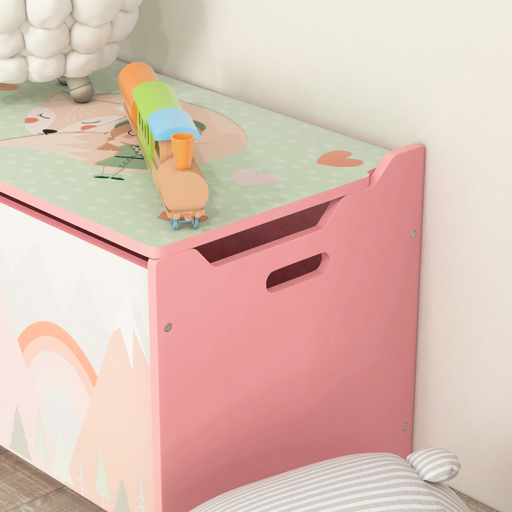 Baú de Brinquedos Organizador Infantil Rosa 60x37x39 cm