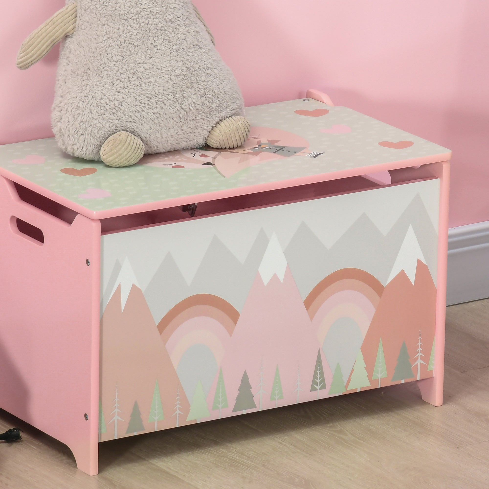 Baú de Brinquedos Organizador Infantil Rosa 60x37x39 cm