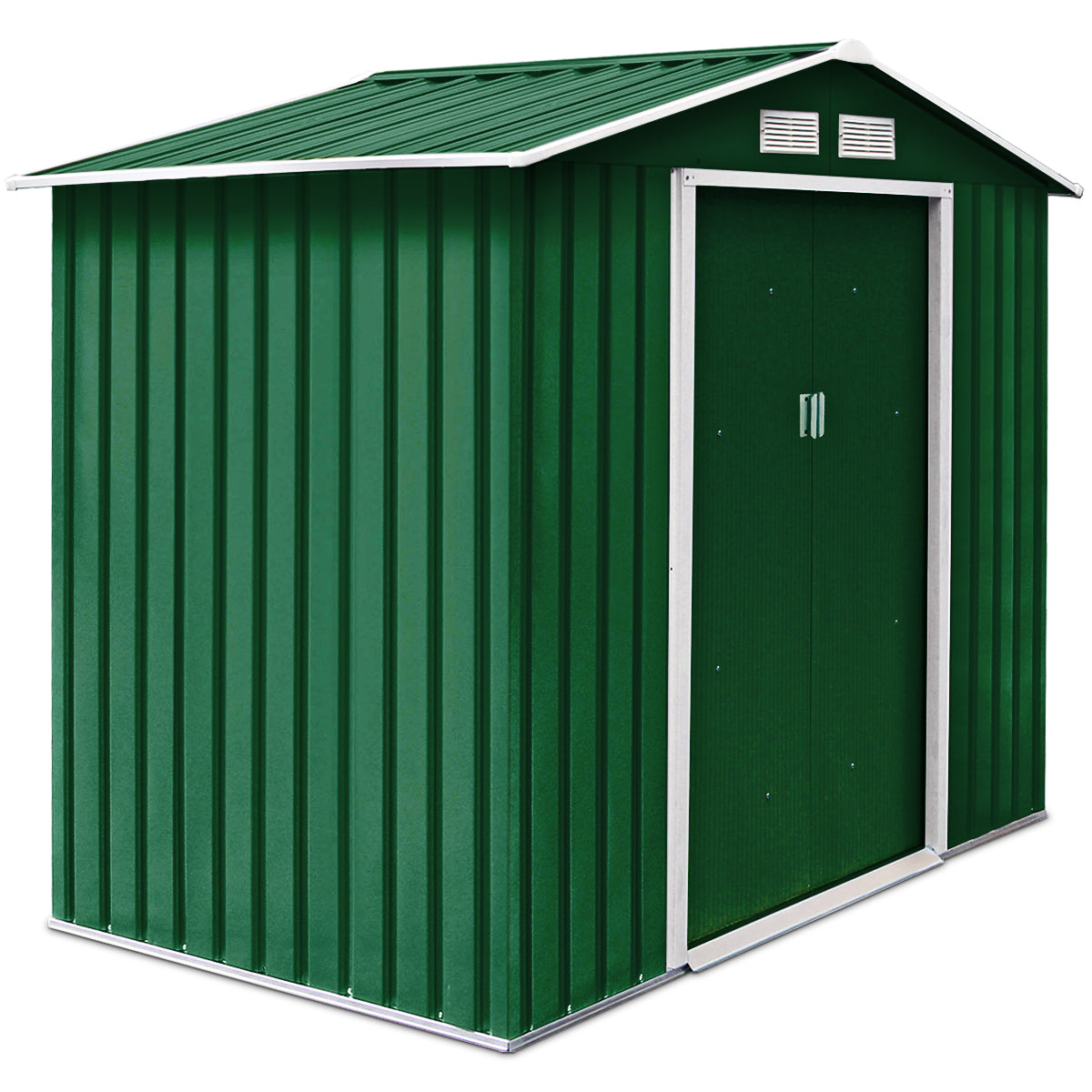 Cobertizo de Jardim em Chapa de Aço Verde Escuro 213x127x185cm