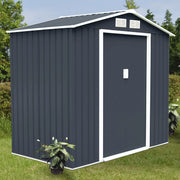 Cobertizo de Jardim em Chapa de Aço Cinzento 213x127x185cm