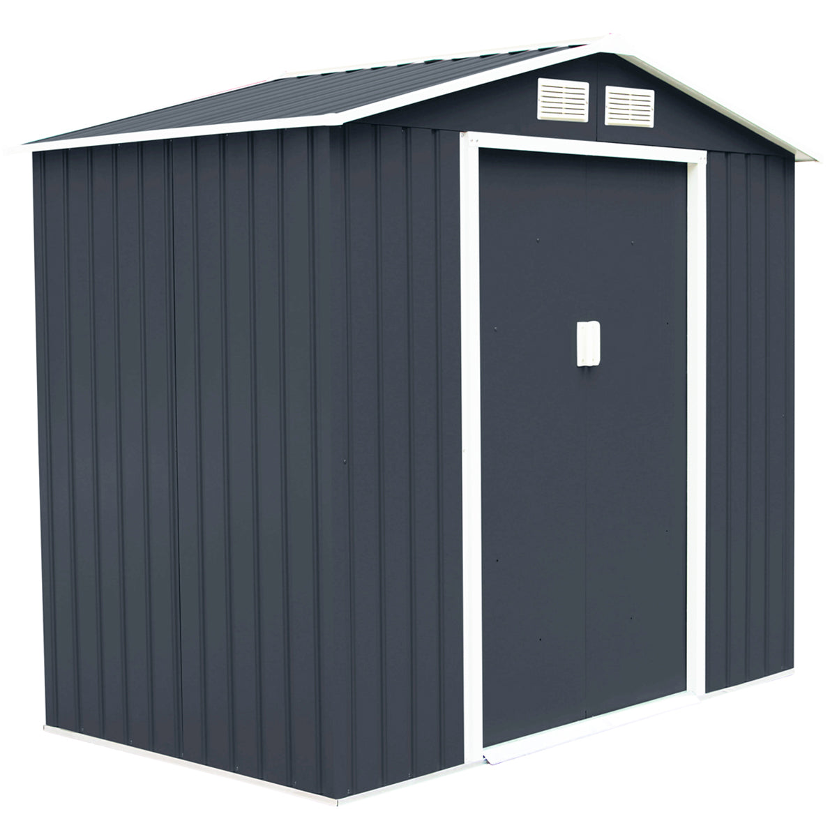 Cobertizo de Jardim em Chapa de Aço Cinzento 213x127x185cm