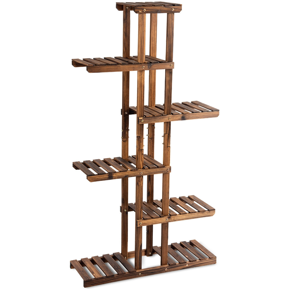 Estante de Madeira com 6 Níveis para Vasos para Interior e Exterior - Natural 75 x 25 x 140 cm