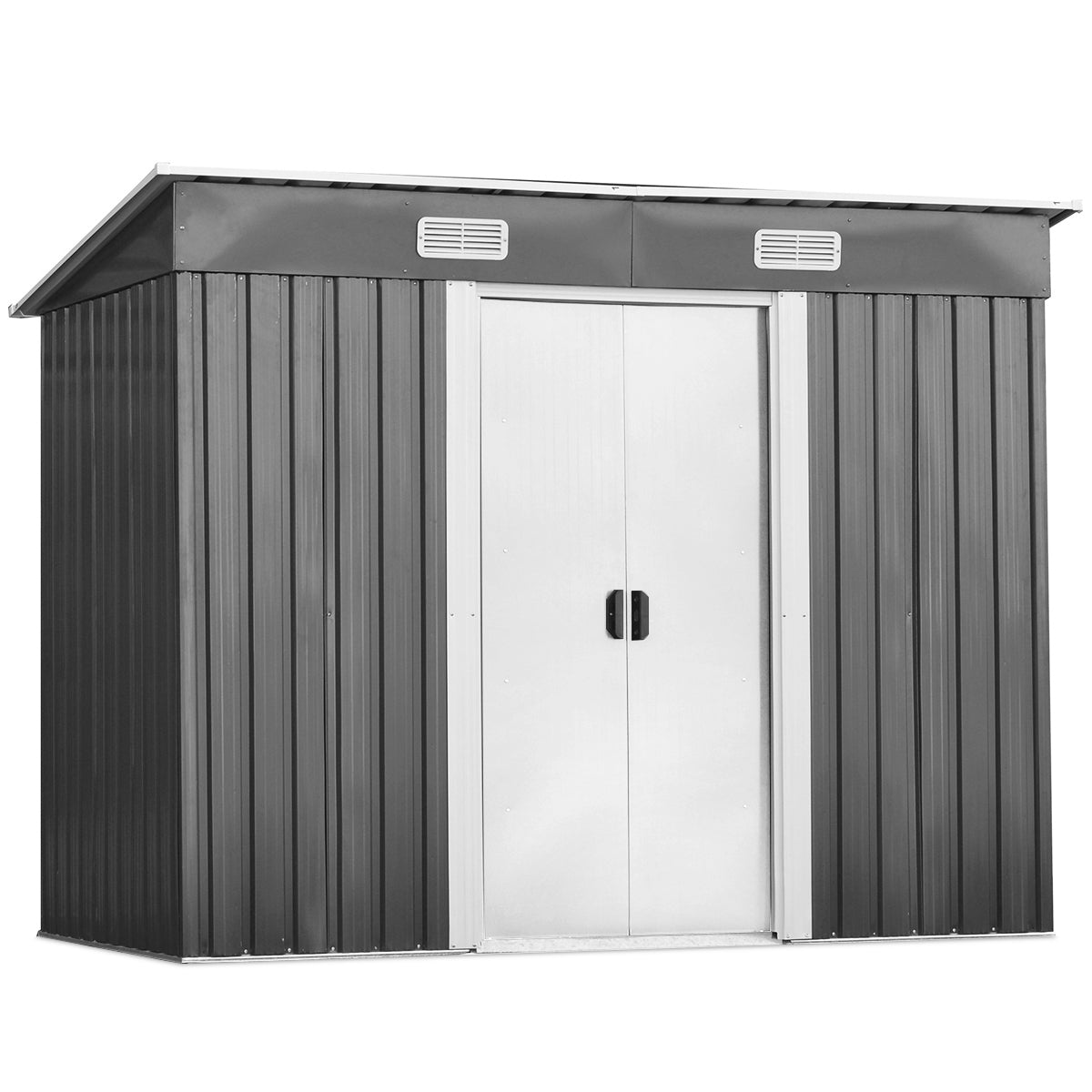 Cobertizo de Jardim em Metal Exterior com 2 Portas - Caixa de Armazenamento de 238 x 131 x 181 cm