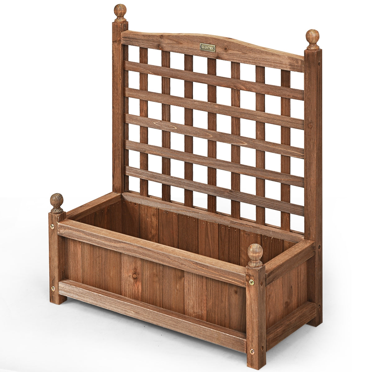 Maceta com Treliça em Madeira Vaso para Jardim Pátio Perfeito para Plantas Trepadeiras Vinhas Flores Castanho Escuro 64,5 x 28 x 75 cm