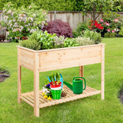 Maceta Elevada de Madeira para Jardim Prateleira Ideal para Plantas, Vegetais e Flores 92 x 41 x 81 cm Natural
