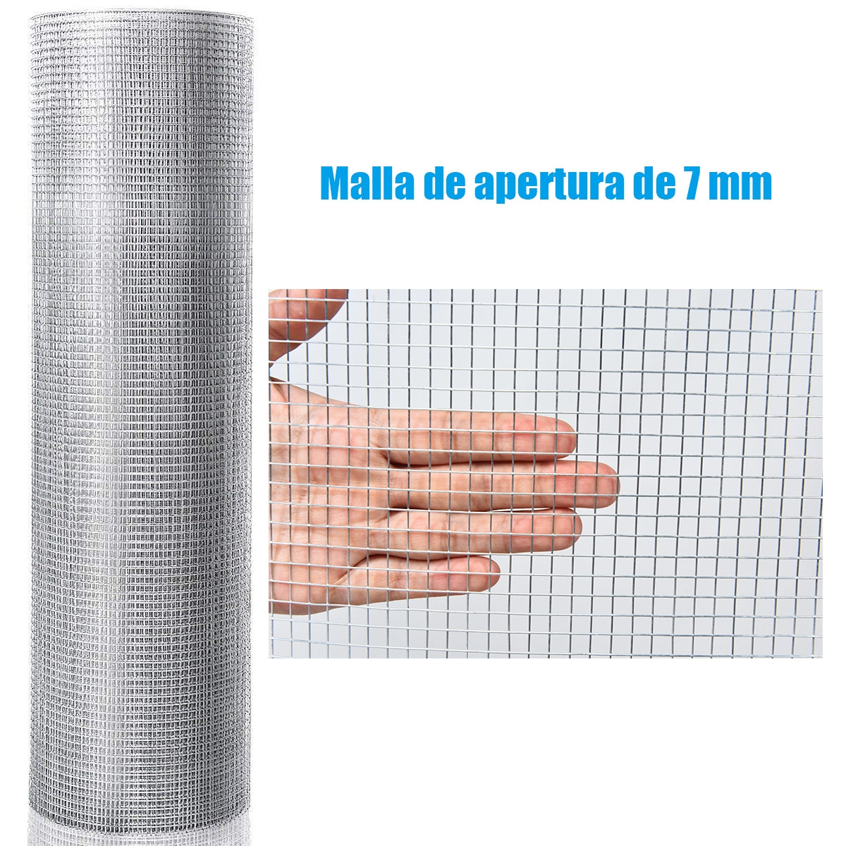 Rede 0,9 m x 15 m com Furos de 7 x 7 mm para Galinheiros e Plantas Prateado 15 x 0,9 m