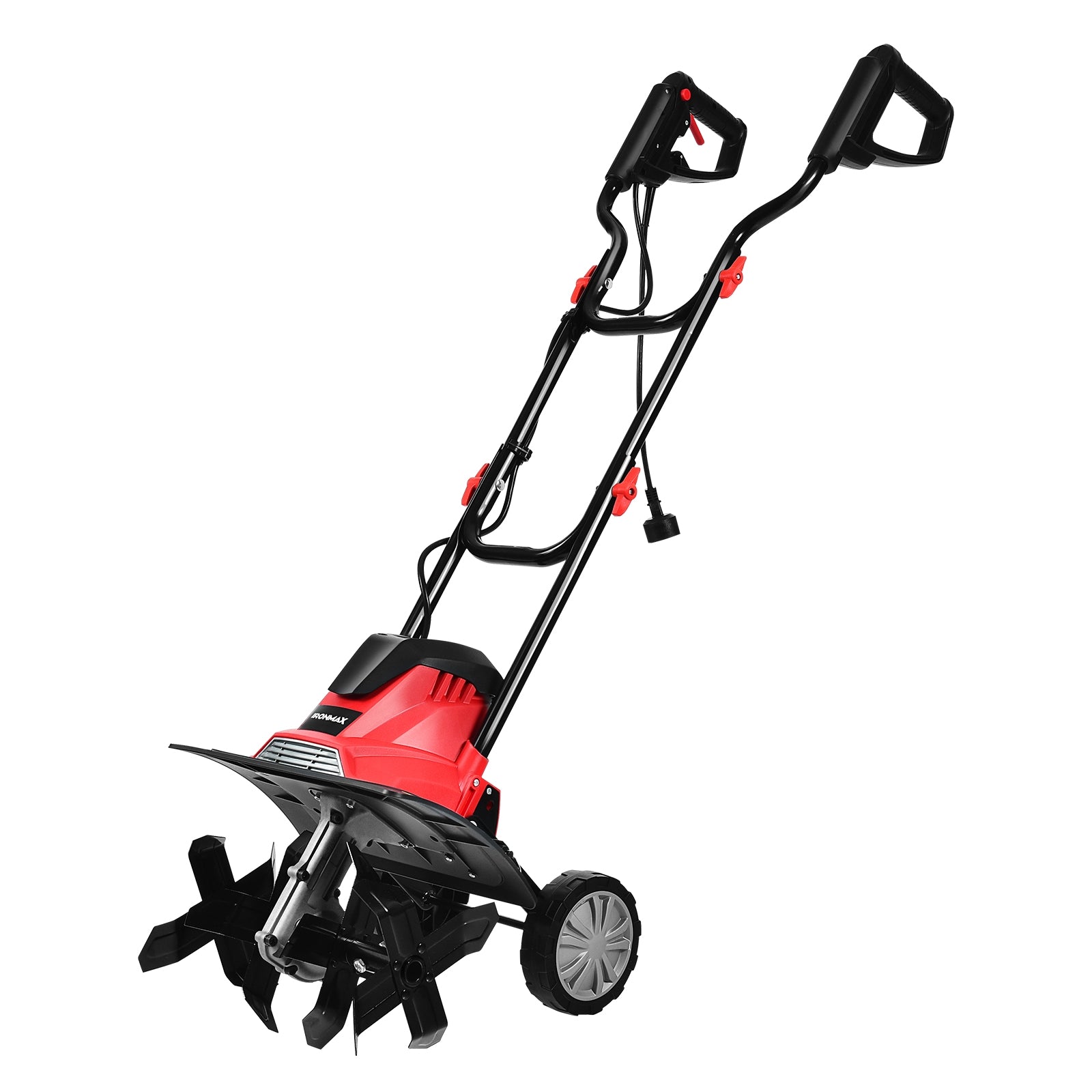 Mini Cultivador com Pega Dobrável e Rodas Reguláveis Fácil de Armazenar Vermelho 104,5 x 102 x 36,5 cm